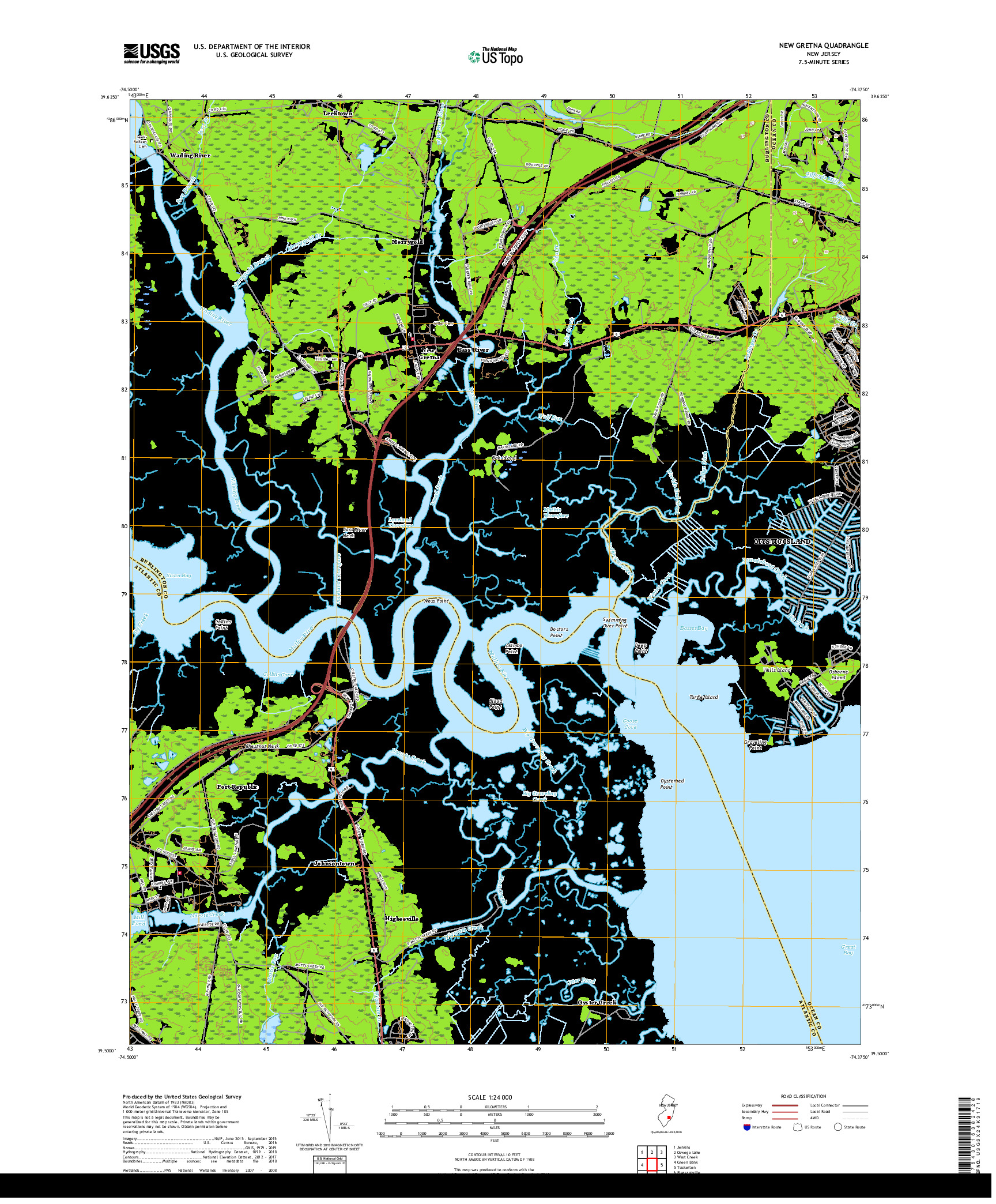 USGS US TOPO 7.5-MINUTE MAP FOR NEW GRETNA, NJ 2019