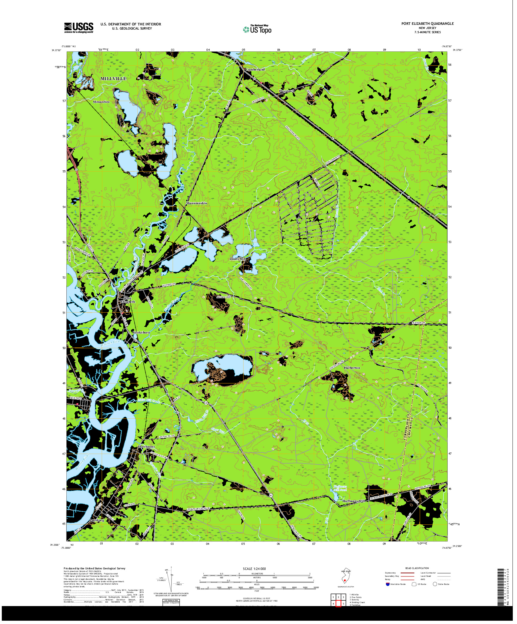 USGS US TOPO 7.5-MINUTE MAP FOR PORT ELIZABETH, NJ 2019