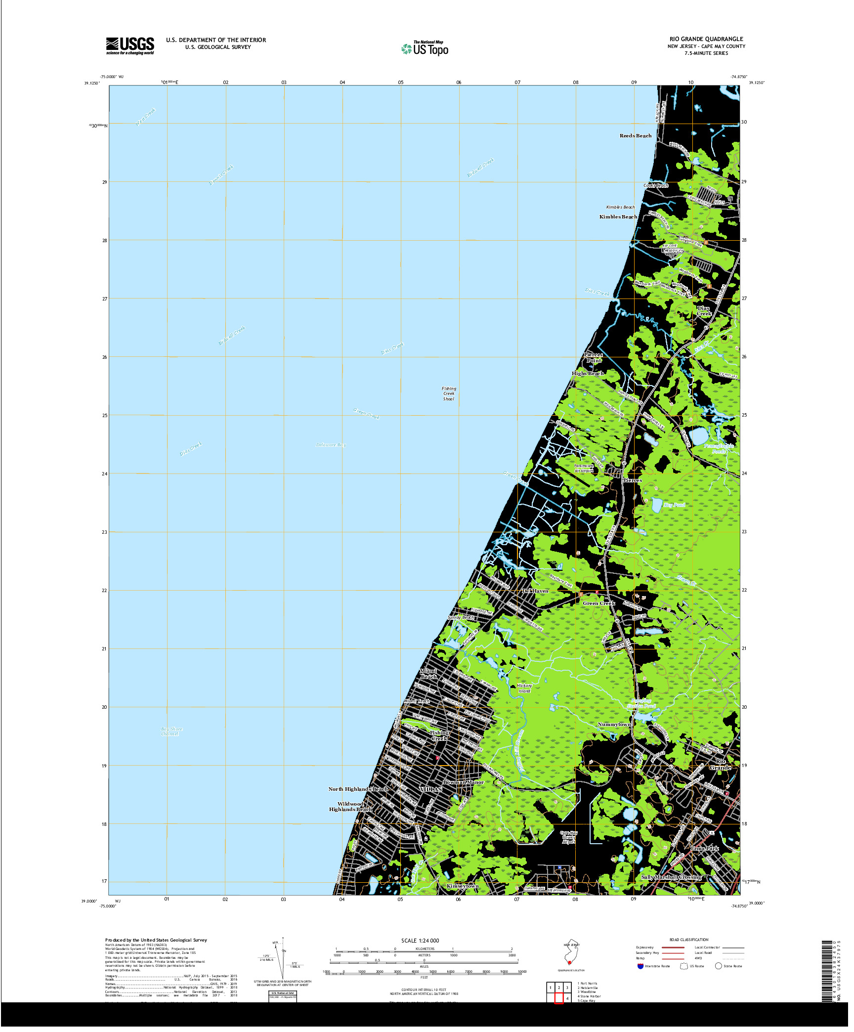 USGS US TOPO 7.5-MINUTE MAP FOR RIO GRANDE, NJ 2019