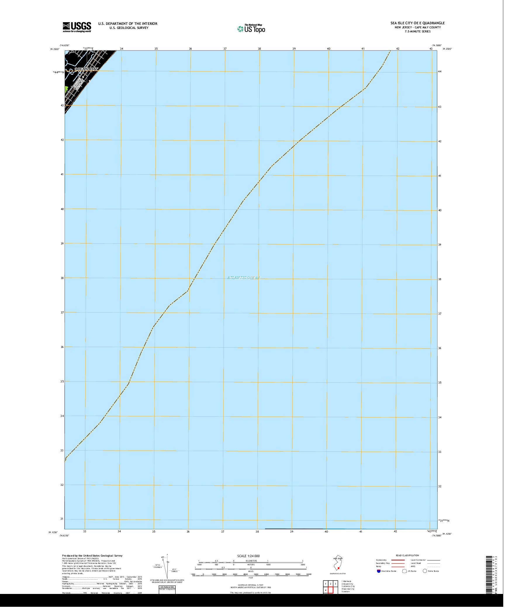 USGS US TOPO 7.5-MINUTE MAP FOR SEA ISLE CITY OE E, NJ 2019