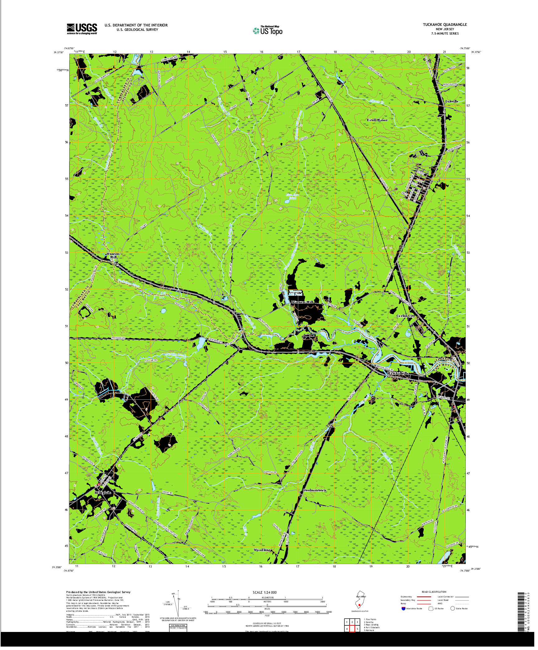 USGS US TOPO 7.5-MINUTE MAP FOR TUCKAHOE, NJ 2019