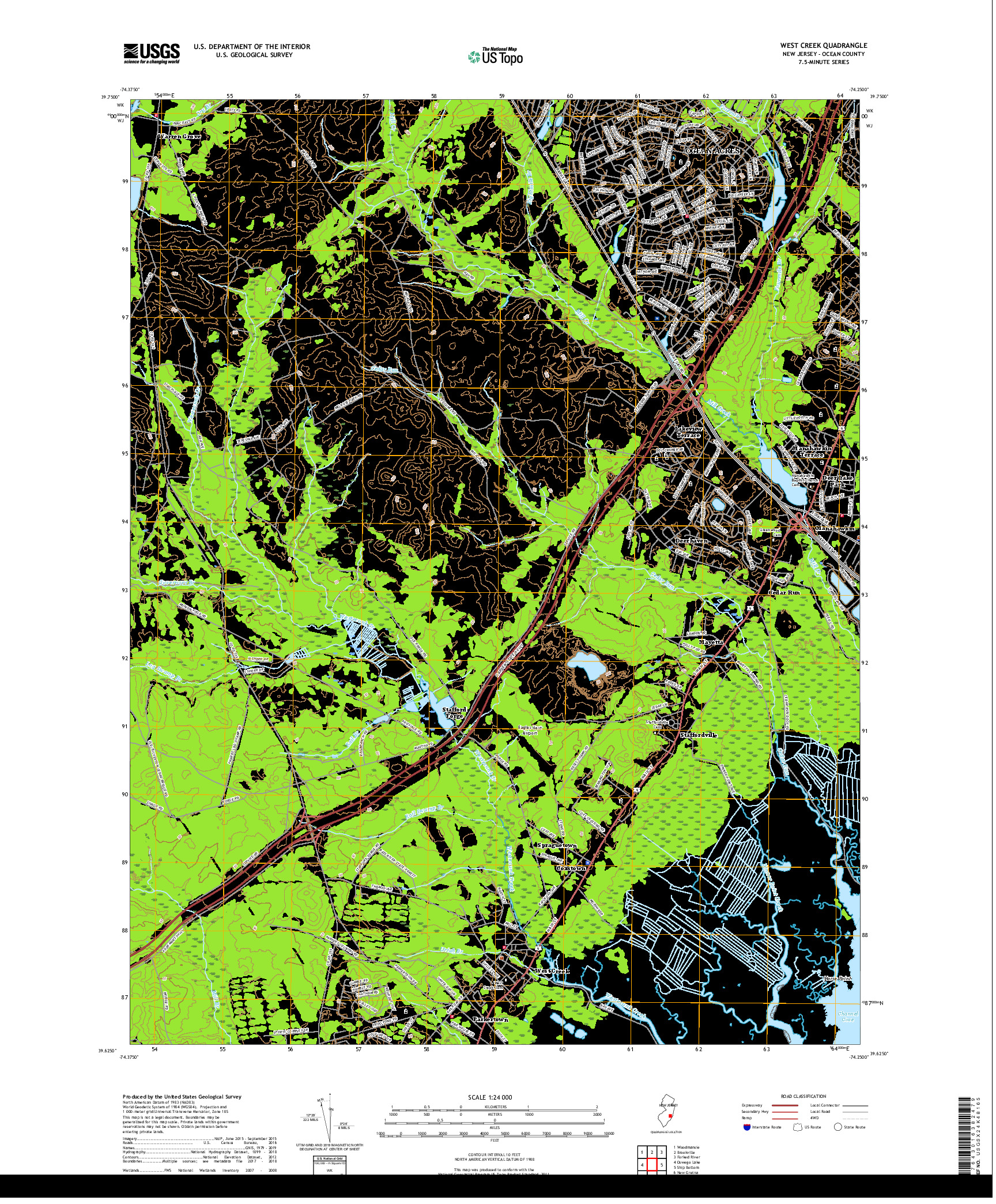 USGS US TOPO 7.5-MINUTE MAP FOR WEST CREEK, NJ 2019