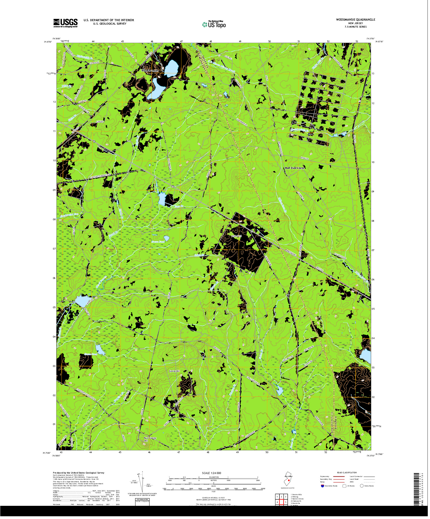 USGS US TOPO 7.5-MINUTE MAP FOR WOODMANSIE, NJ 2019