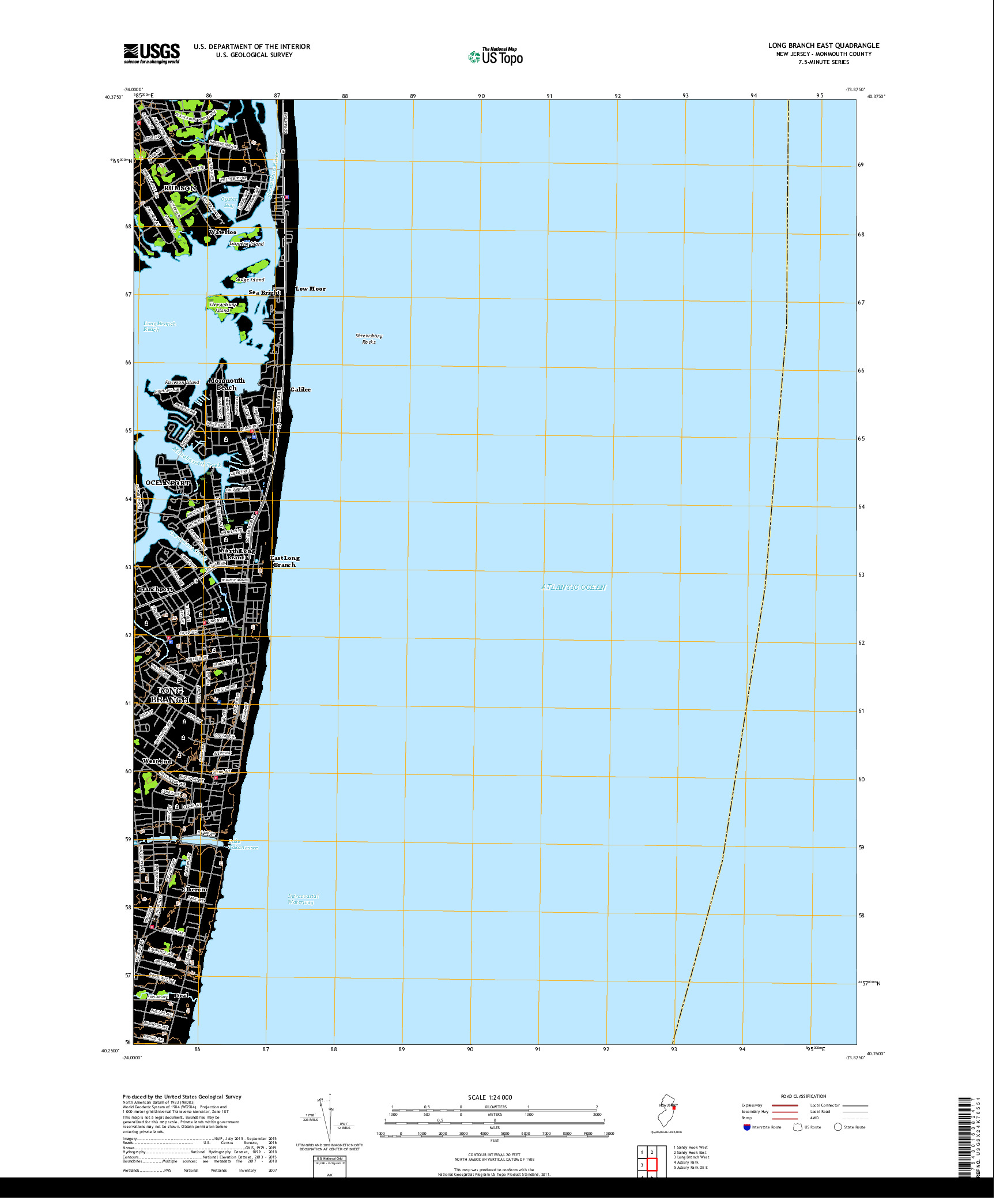 USGS US TOPO 7.5-MINUTE MAP FOR LONG BRANCH EAST, NJ 2019