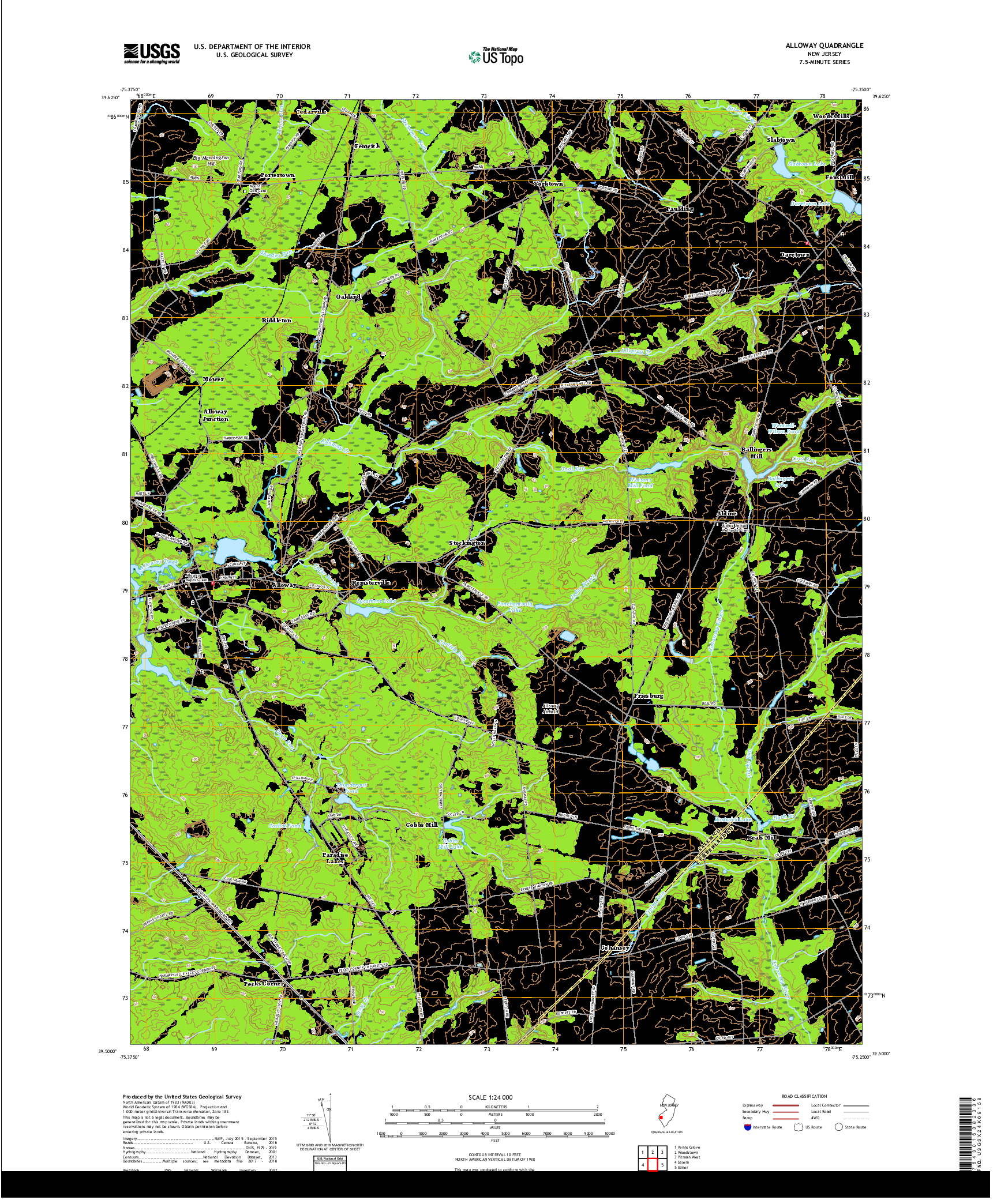 USGS US TOPO 7.5-MINUTE MAP FOR ALLOWAY, NJ 2019