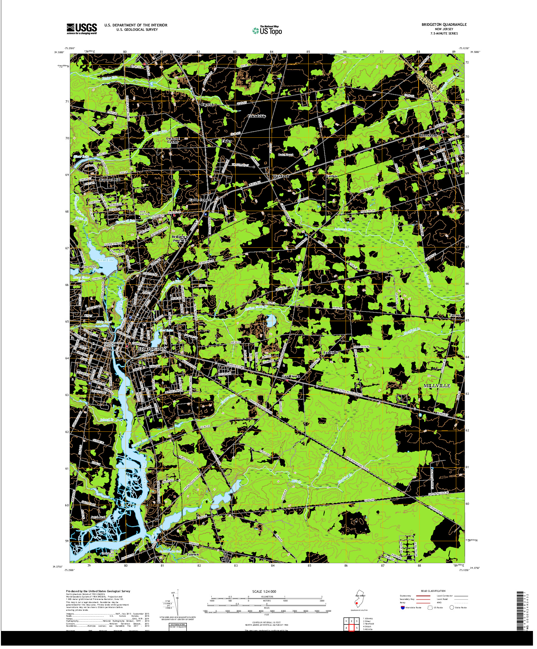 USGS US TOPO 7.5-MINUTE MAP FOR BRIDGETON, NJ 2019