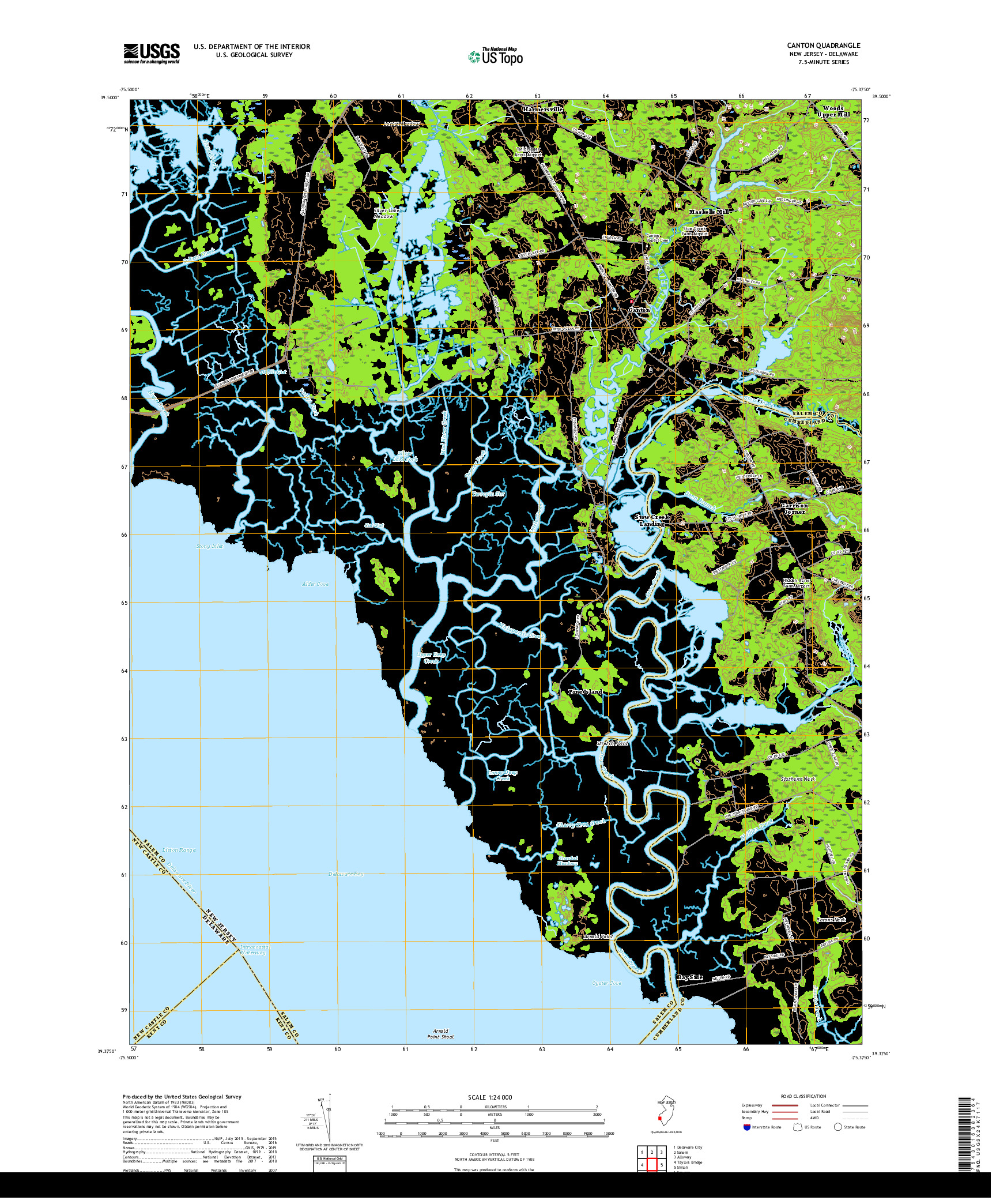 USGS US TOPO 7.5-MINUTE MAP FOR CANTON, NJ,DE 2019