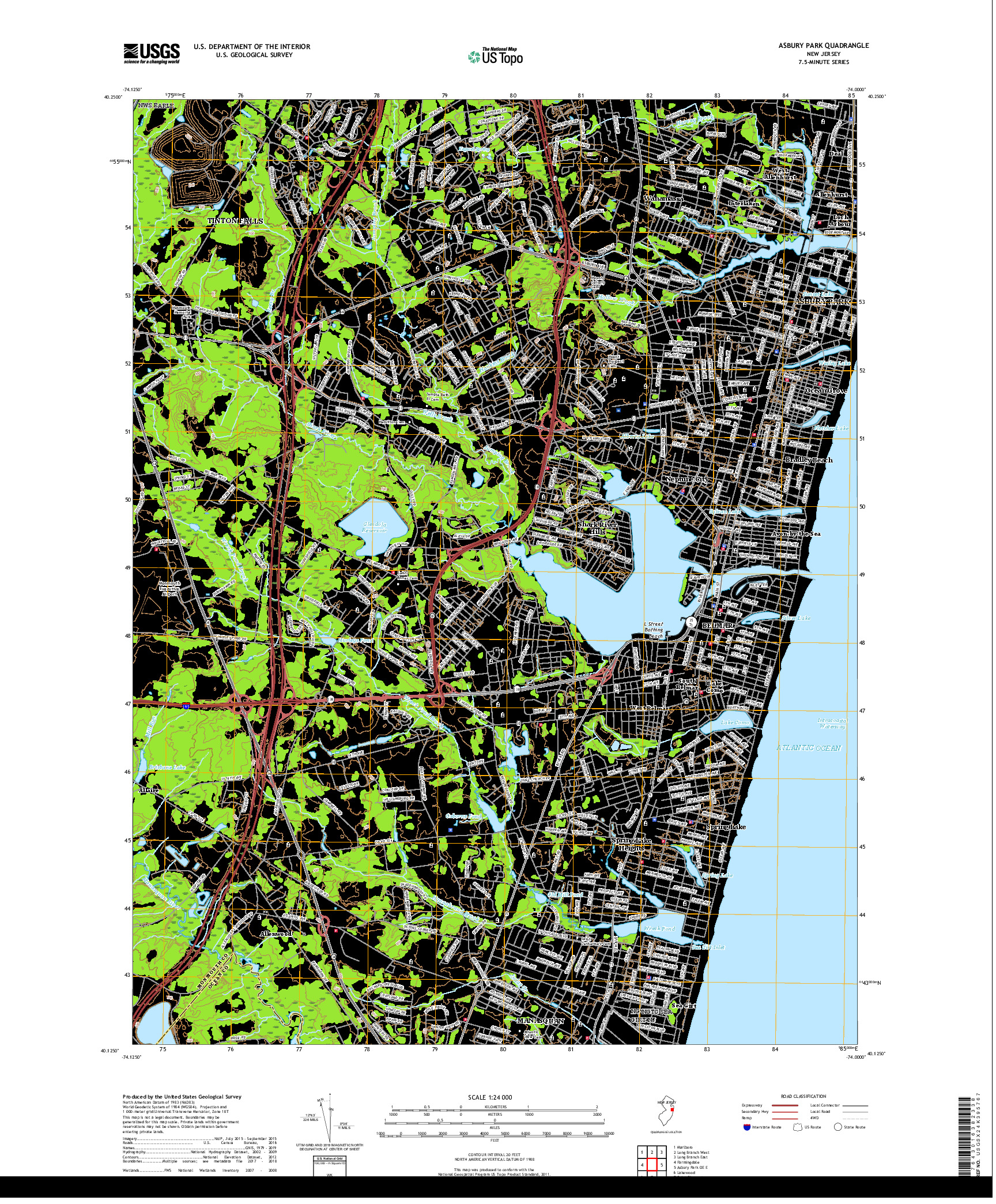 USGS US TOPO 7.5-MINUTE MAP FOR ASBURY PARK, NJ 2019