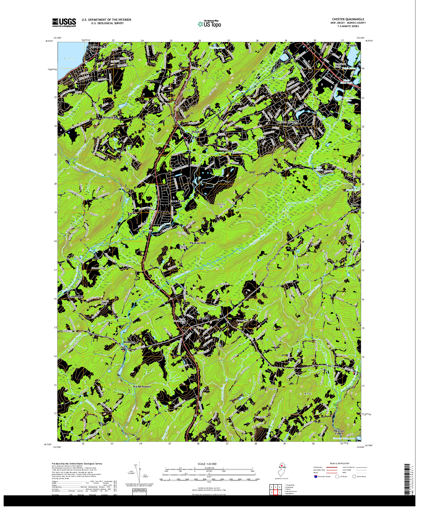 USGS US TOPO 7.5-MINUTE MAP FOR CHESTER, NJ 2019