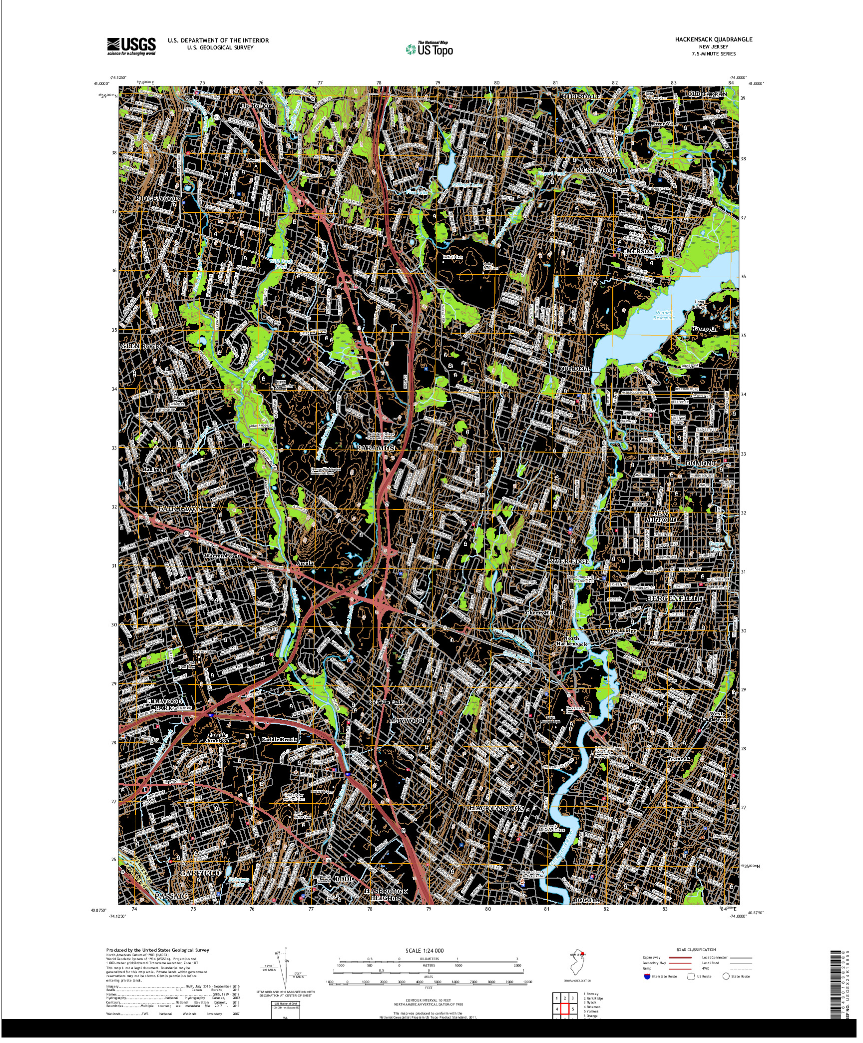 USGS US TOPO 7.5-MINUTE MAP FOR HACKENSACK, NJ 2019