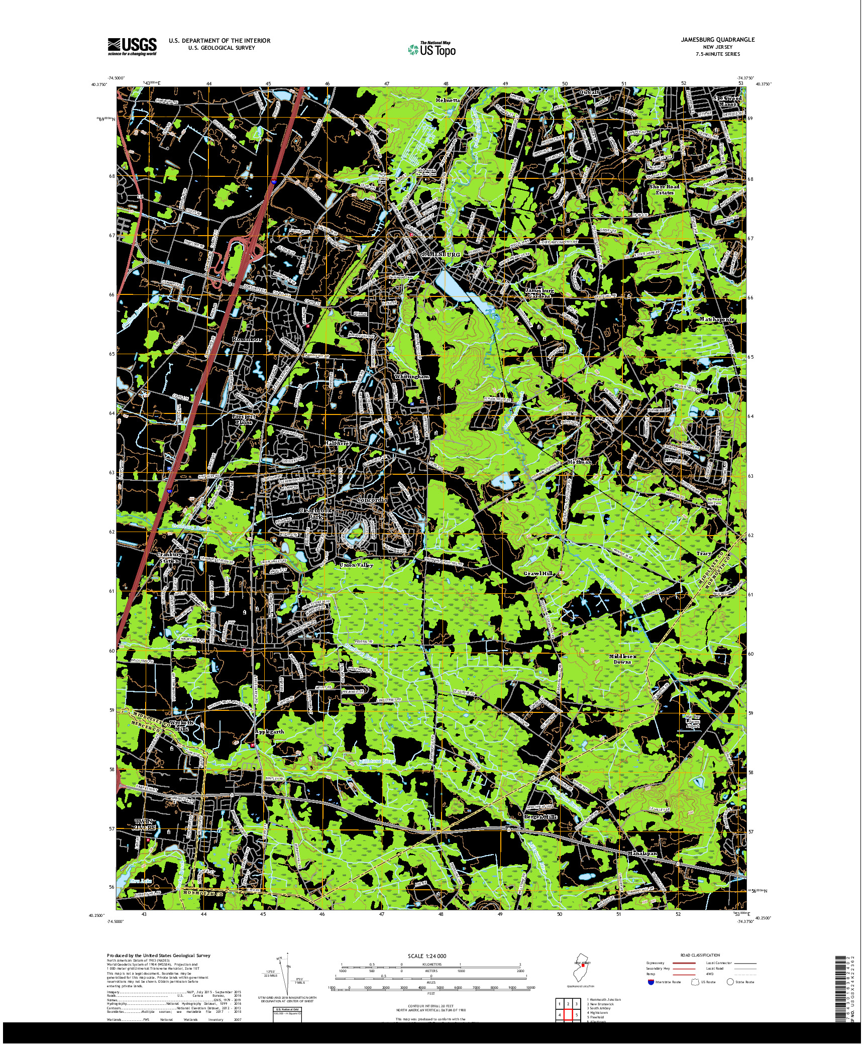 USGS US TOPO 7.5-MINUTE MAP FOR JAMESBURG, NJ 2019