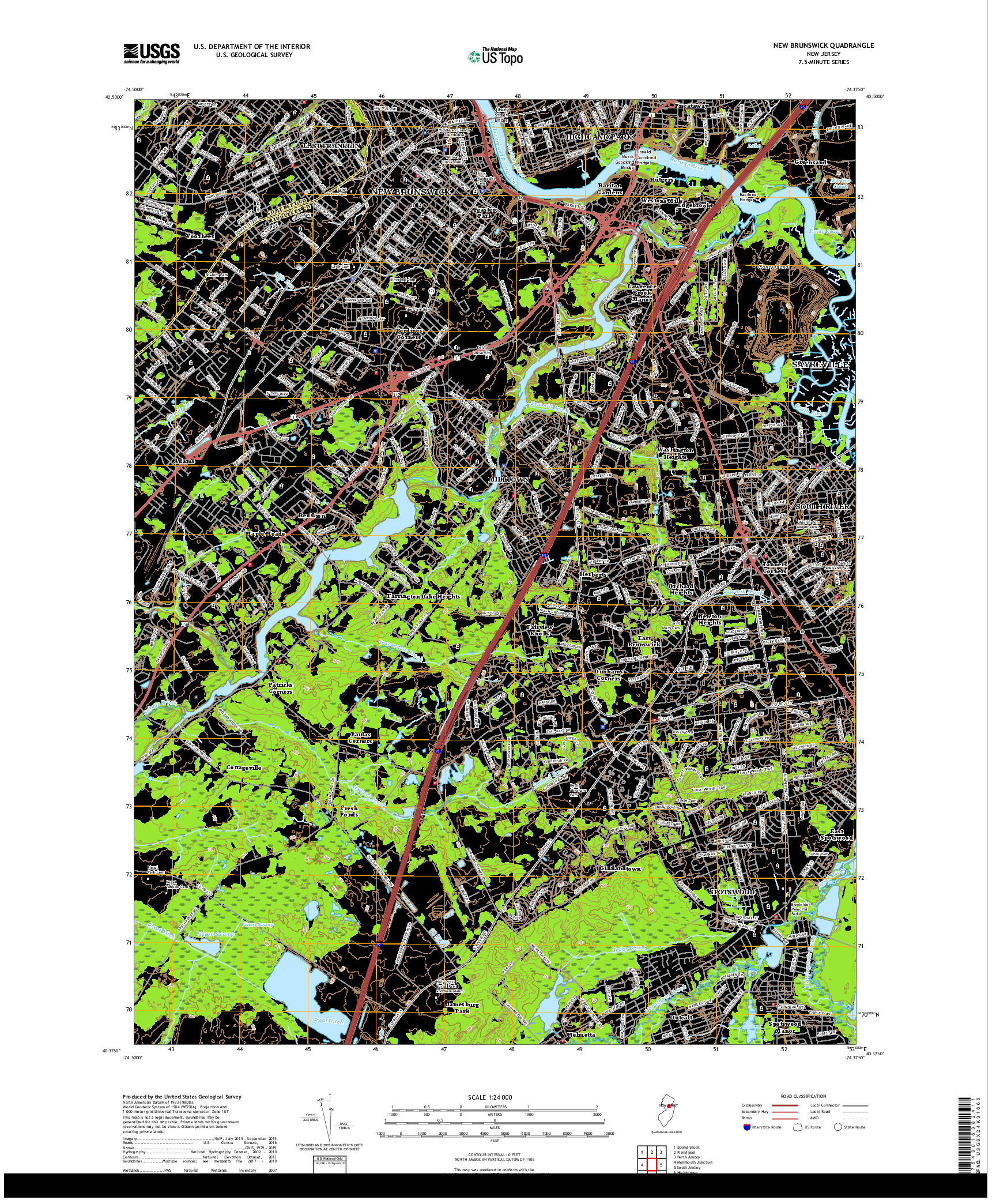 USGS US TOPO 7.5-MINUTE MAP FOR NEW BRUNSWICK, NJ 2019