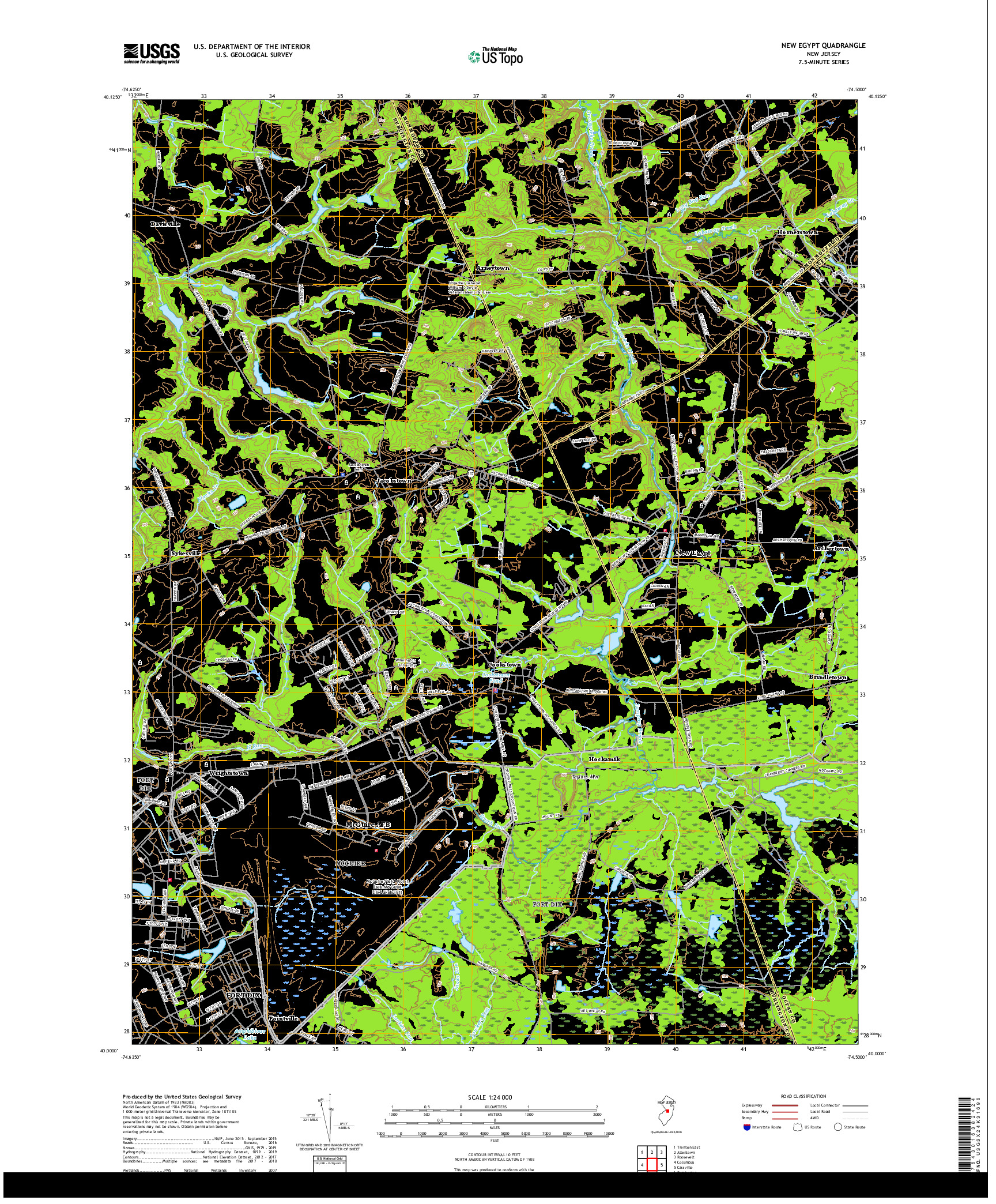 USGS US TOPO 7.5-MINUTE MAP FOR NEW EGYPT, NJ 2019