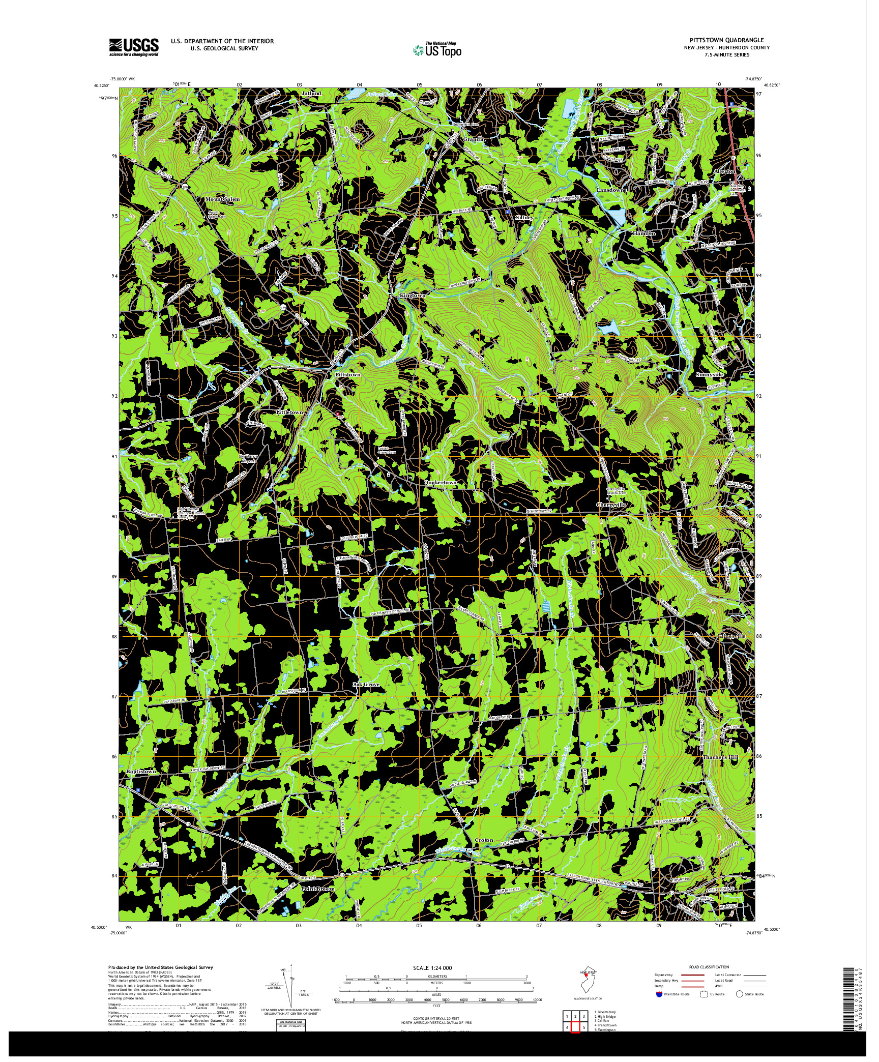 USGS US TOPO 7.5-MINUTE MAP FOR PITTSTOWN, NJ 2019