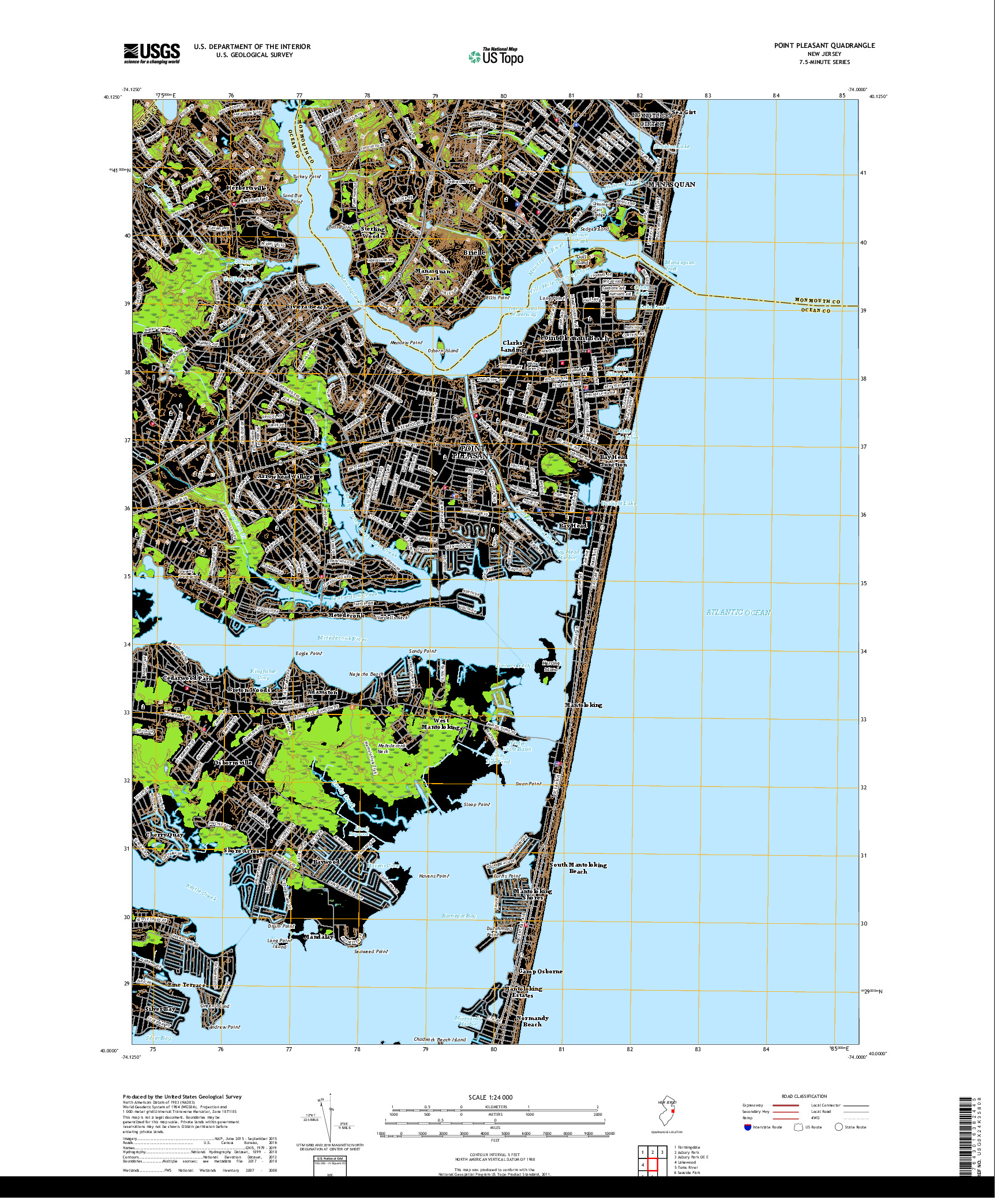 USGS US TOPO 7.5-MINUTE MAP FOR POINT PLEASANT, NJ 2019