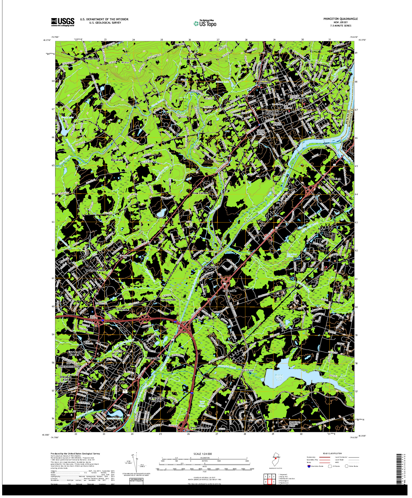 USGS US TOPO 7.5-MINUTE MAP FOR PRINCETON, NJ 2019