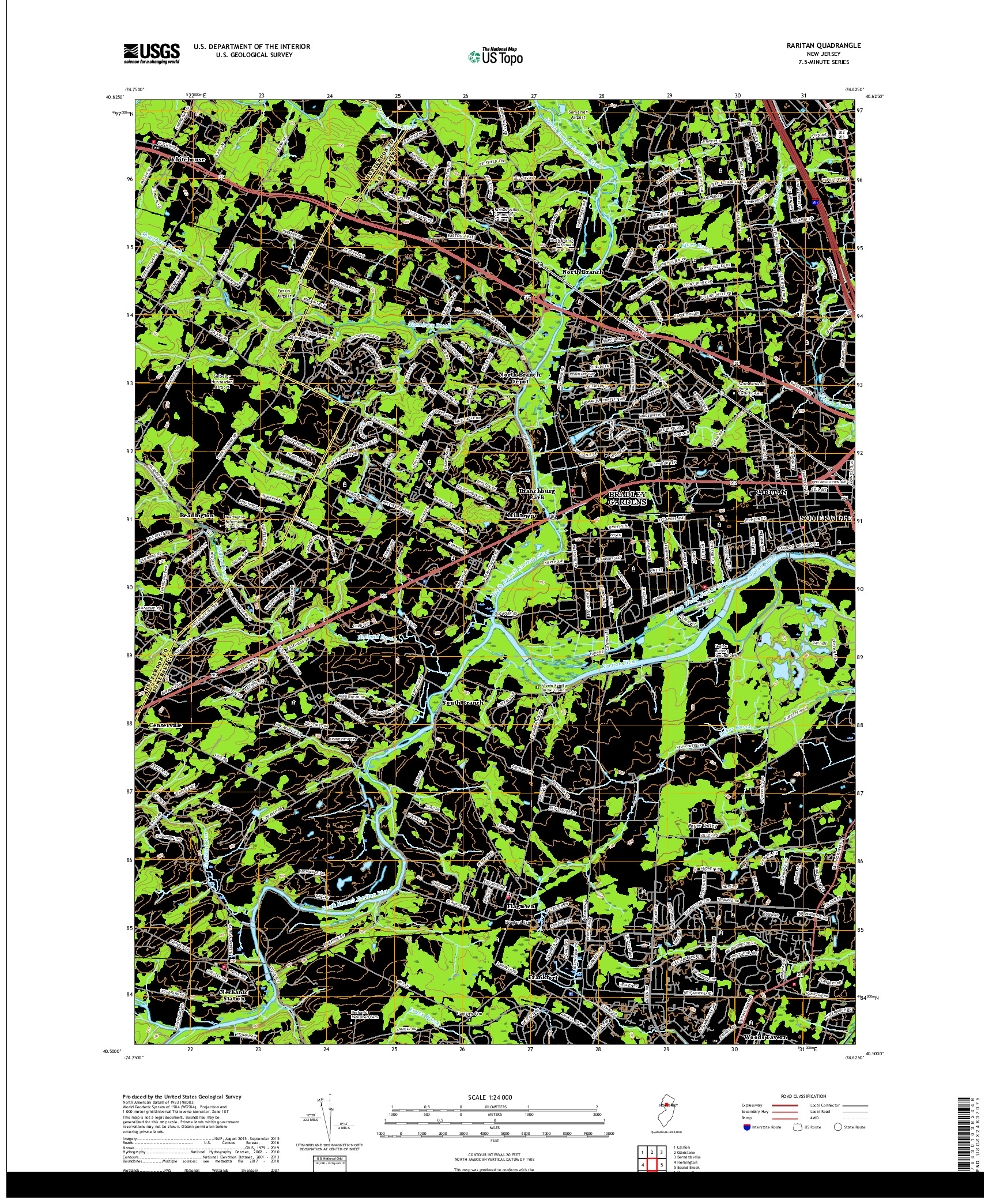 USGS US TOPO 7.5-MINUTE MAP FOR RARITAN, NJ 2019