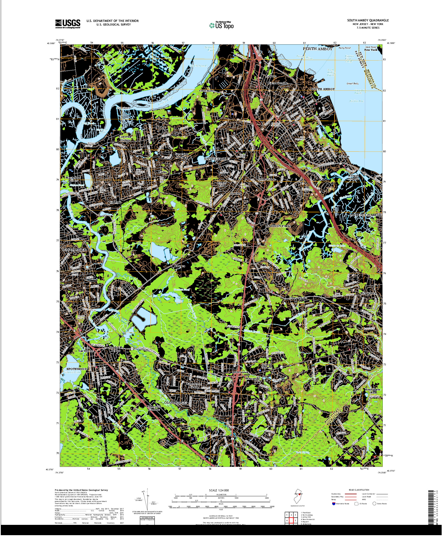 USGS US TOPO 7.5-MINUTE MAP FOR SOUTH AMBOY, NJ,NY 2019