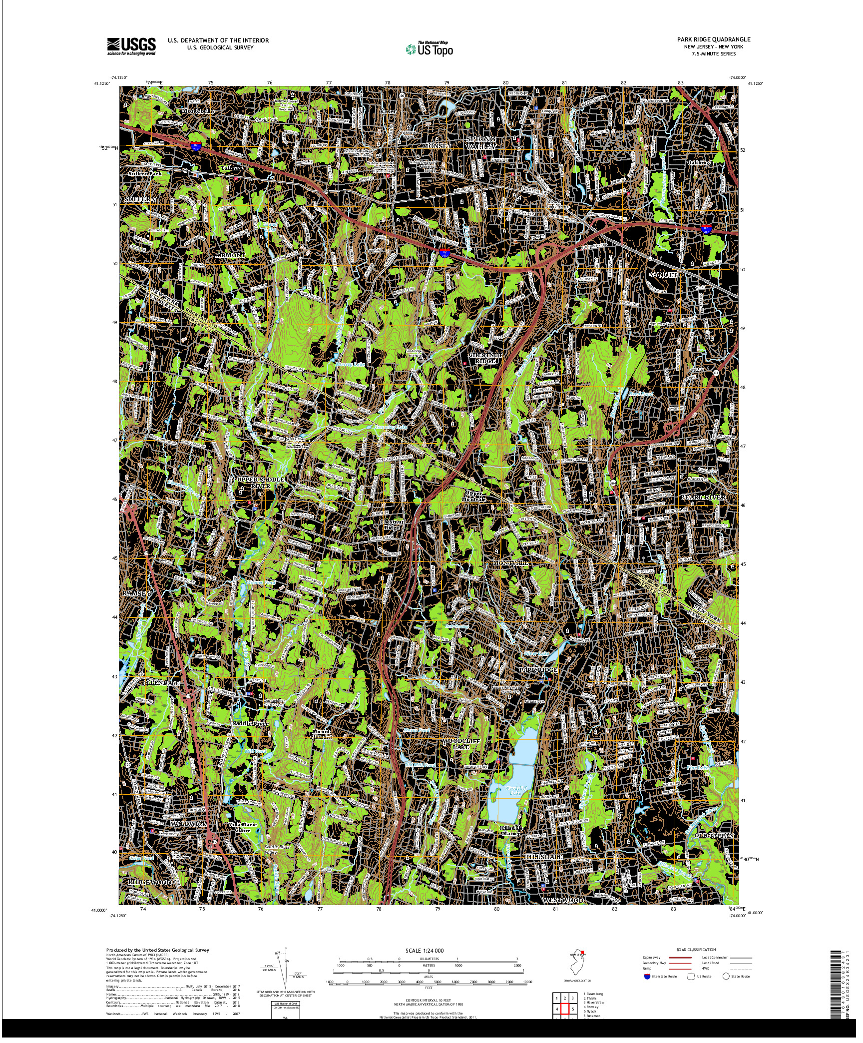 USGS US TOPO 7.5-MINUTE MAP FOR PARK RIDGE, NJ,NY 2019