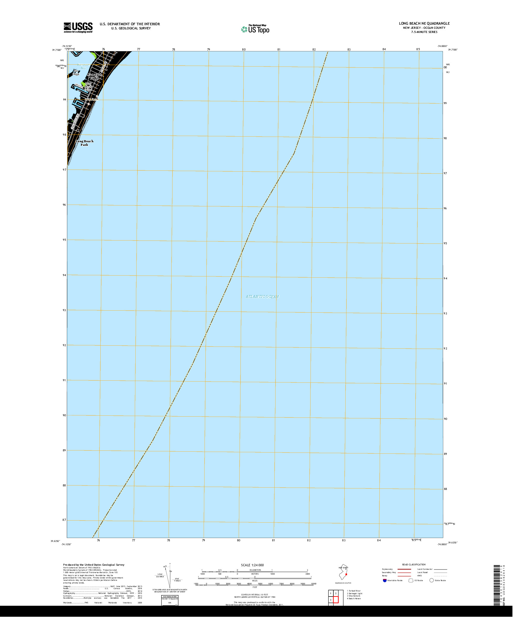 USGS US TOPO 7.5-MINUTE MAP FOR LONG BEACH NE, NJ 2019