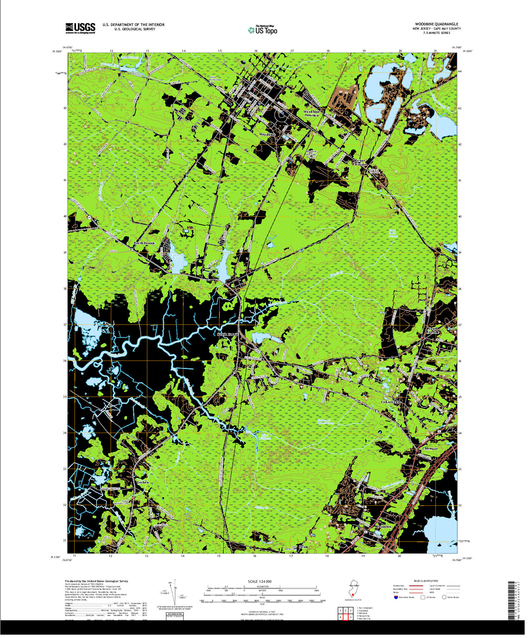 USGS US TOPO 7.5-MINUTE MAP FOR WOODBINE, NJ 2019