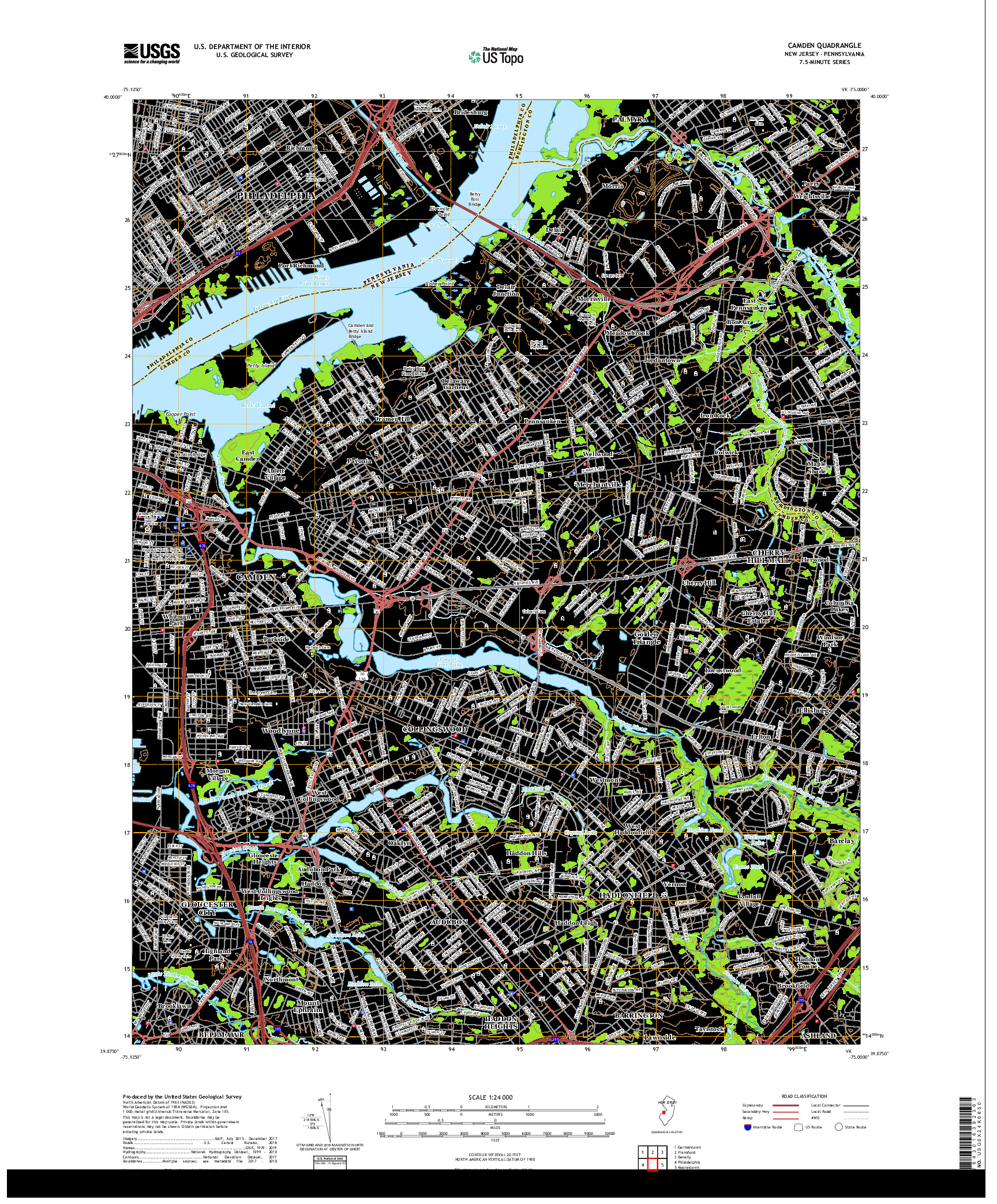USGS US TOPO 7.5-MINUTE MAP FOR CAMDEN, NJ,PA 2019