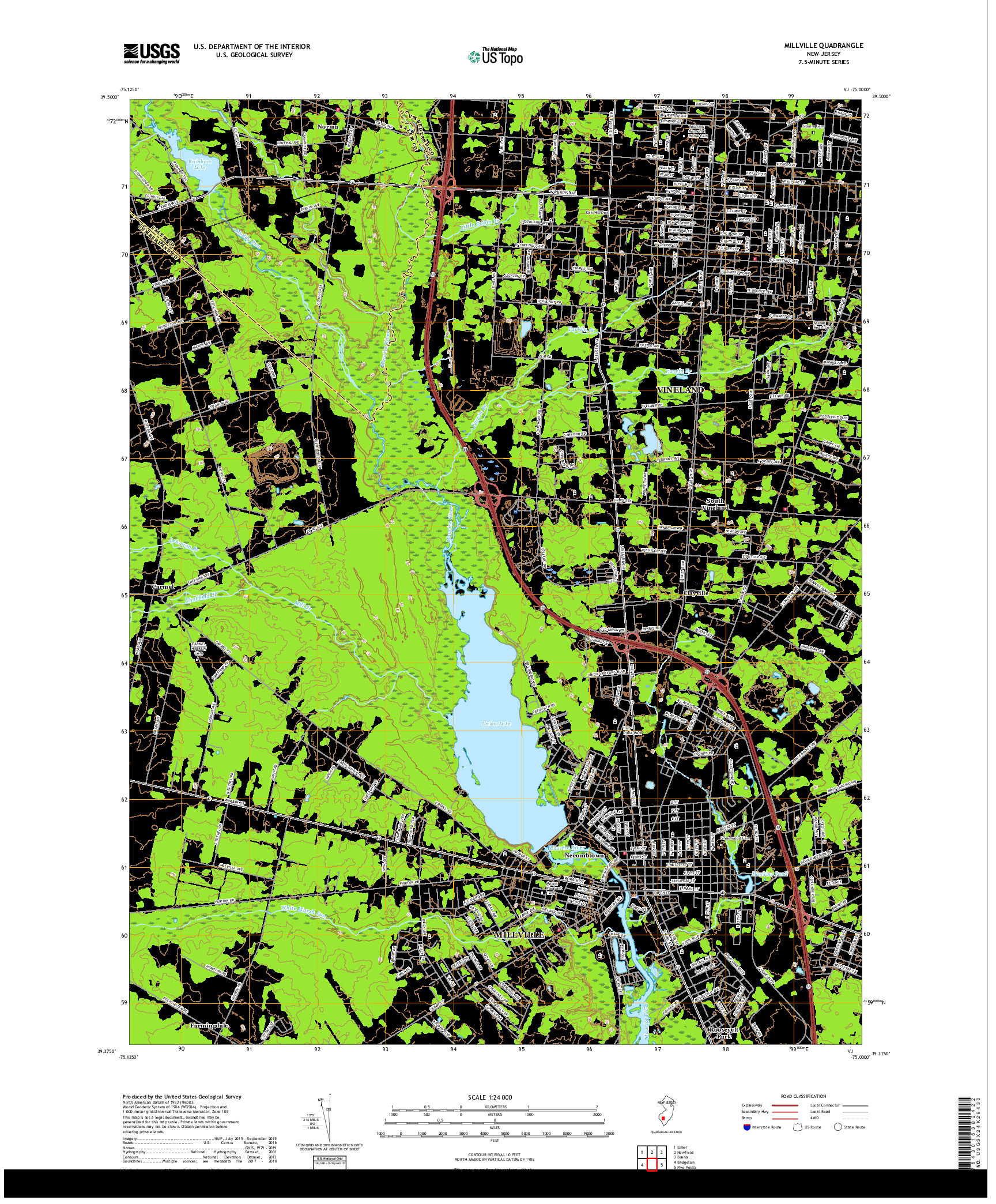 USGS US TOPO 7.5-MINUTE MAP FOR MILLVILLE, NJ 2019