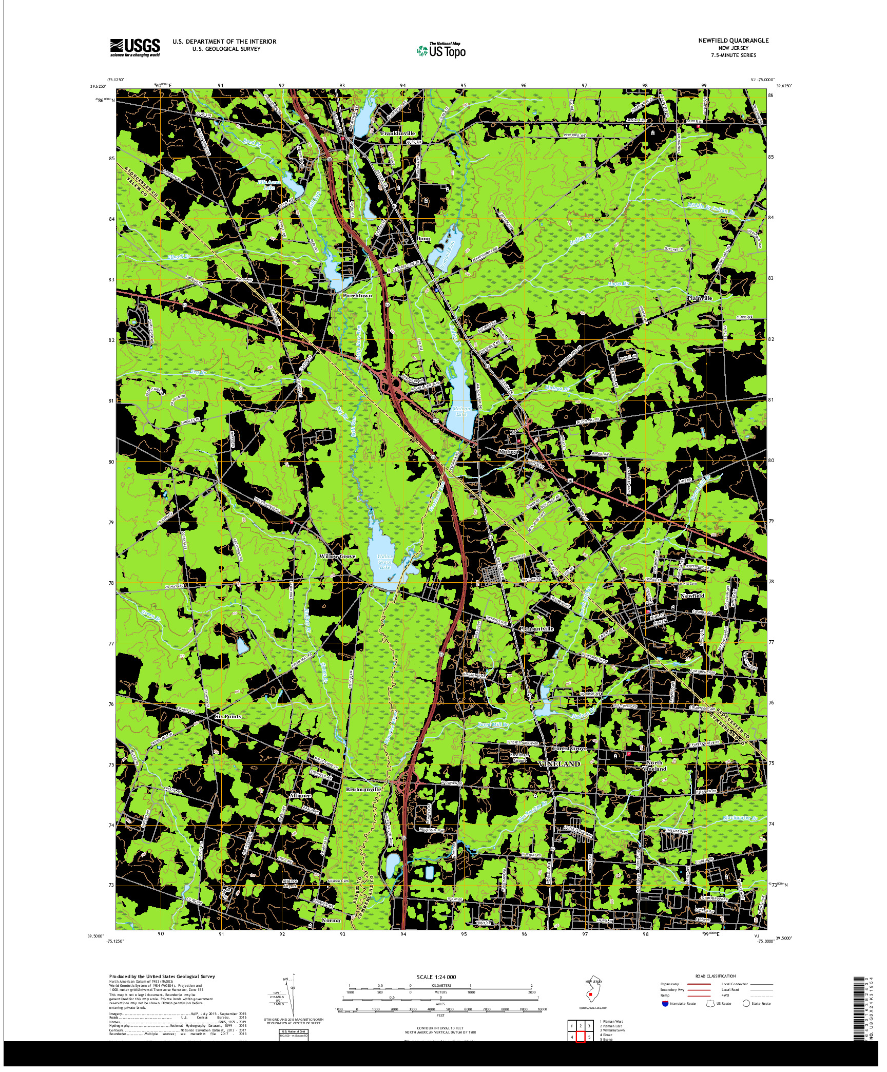 USGS US TOPO 7.5-MINUTE MAP FOR NEWFIELD, NJ 2019