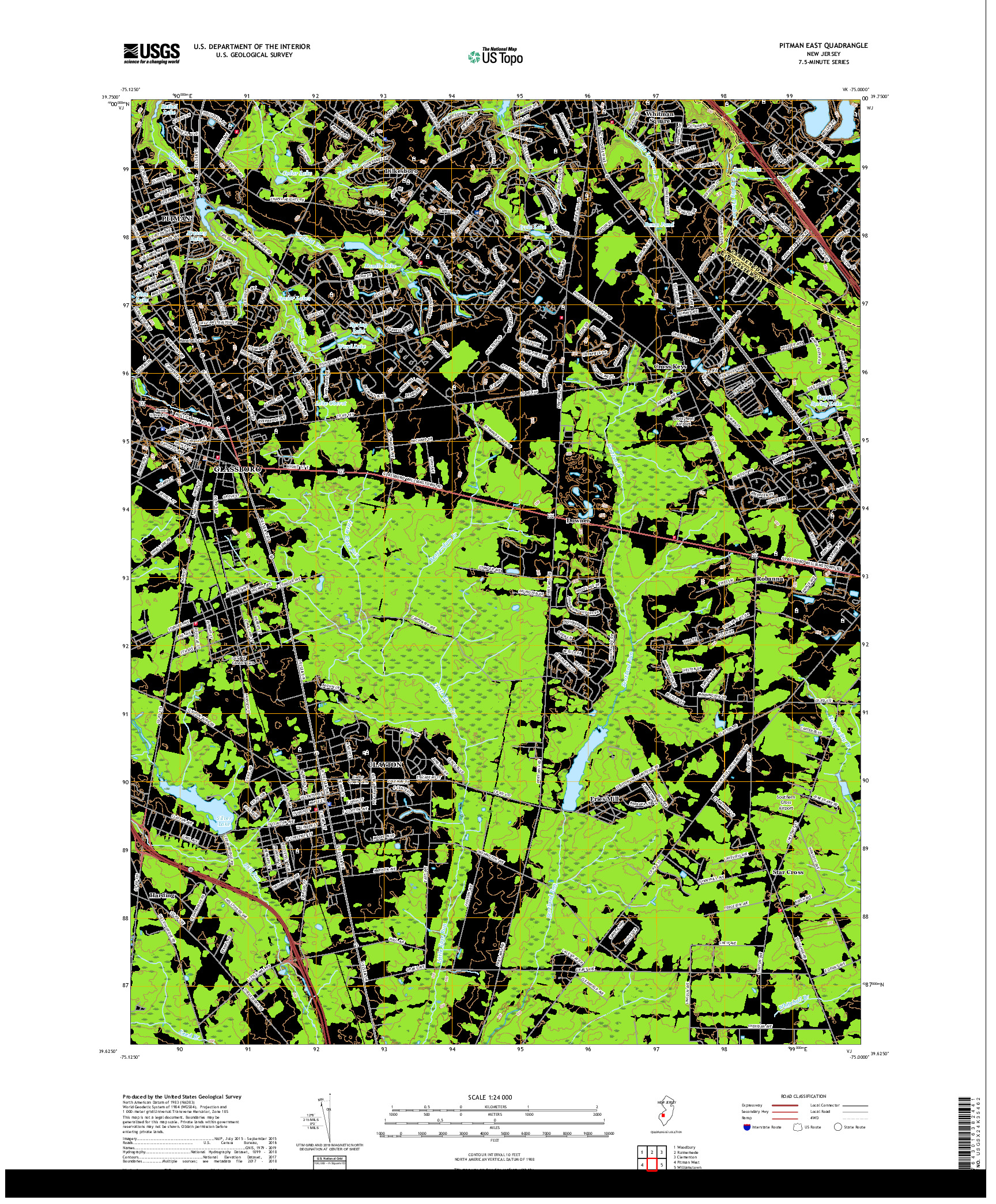 USGS US TOPO 7.5-MINUTE MAP FOR PITMAN EAST, NJ 2019