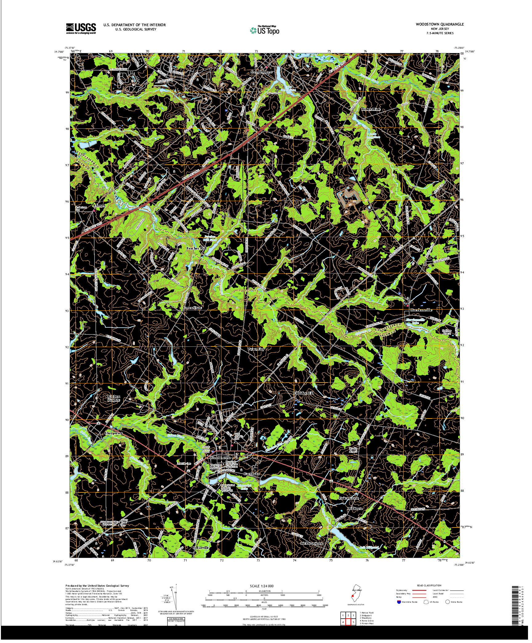 USGS US TOPO 7.5-MINUTE MAP FOR WOODSTOWN, NJ 2019