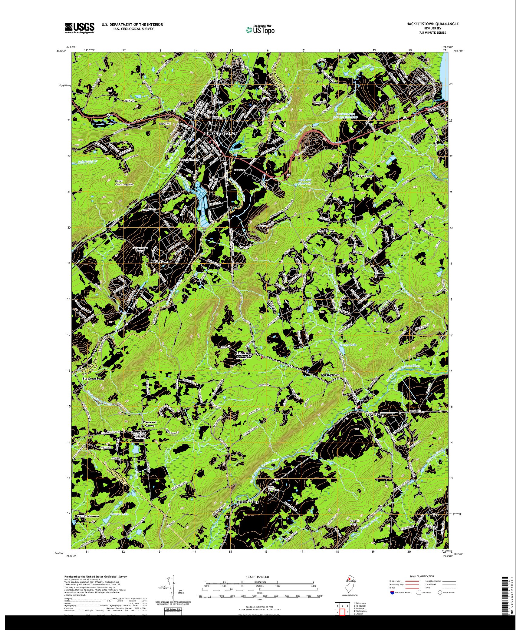 USGS US TOPO 7.5-MINUTE MAP FOR HACKETTSTOWN, NJ 2019