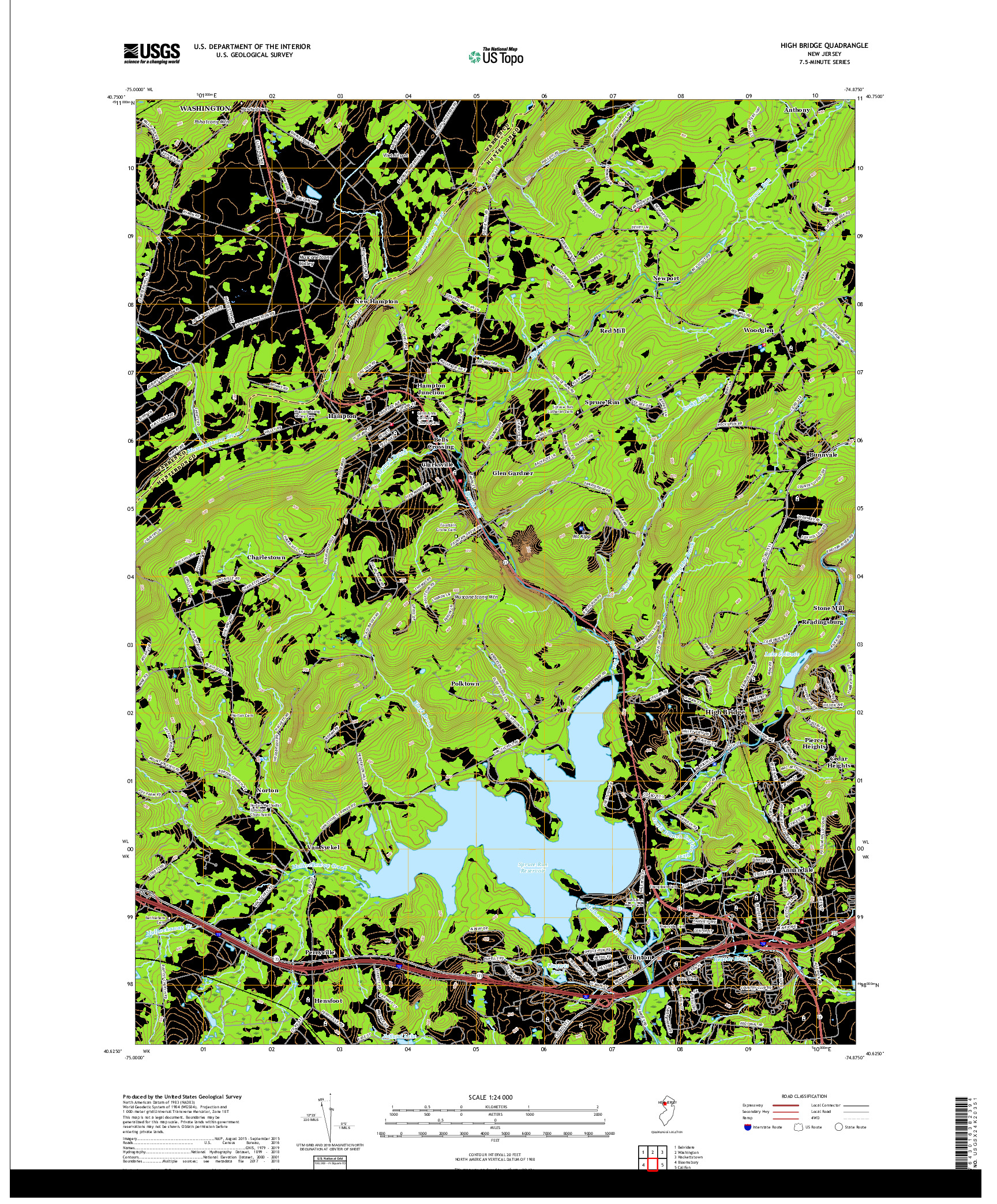 USGS US TOPO 7.5-MINUTE MAP FOR HIGH BRIDGE, NJ 2019