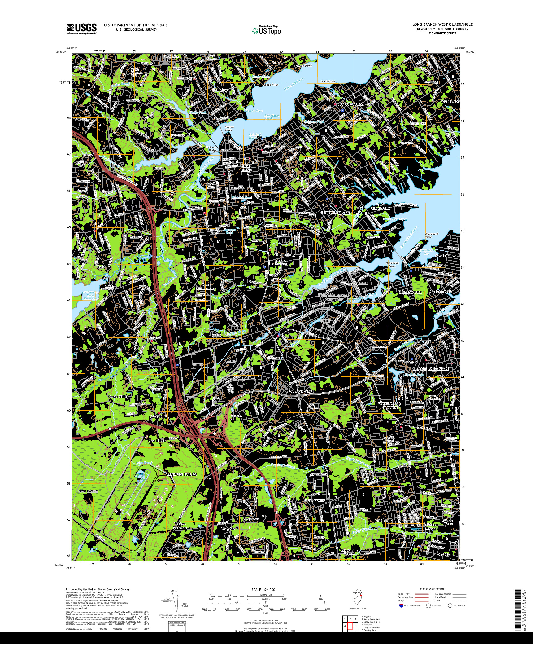 USGS US TOPO 7.5-MINUTE MAP FOR LONG BRANCH WEST, NJ 2019