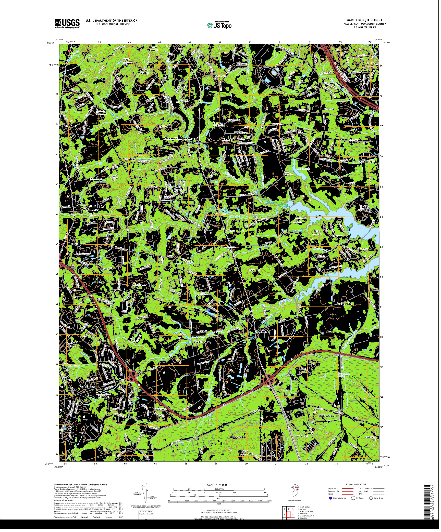 USGS US TOPO 7.5-MINUTE MAP FOR MARLBORO, NJ 2019