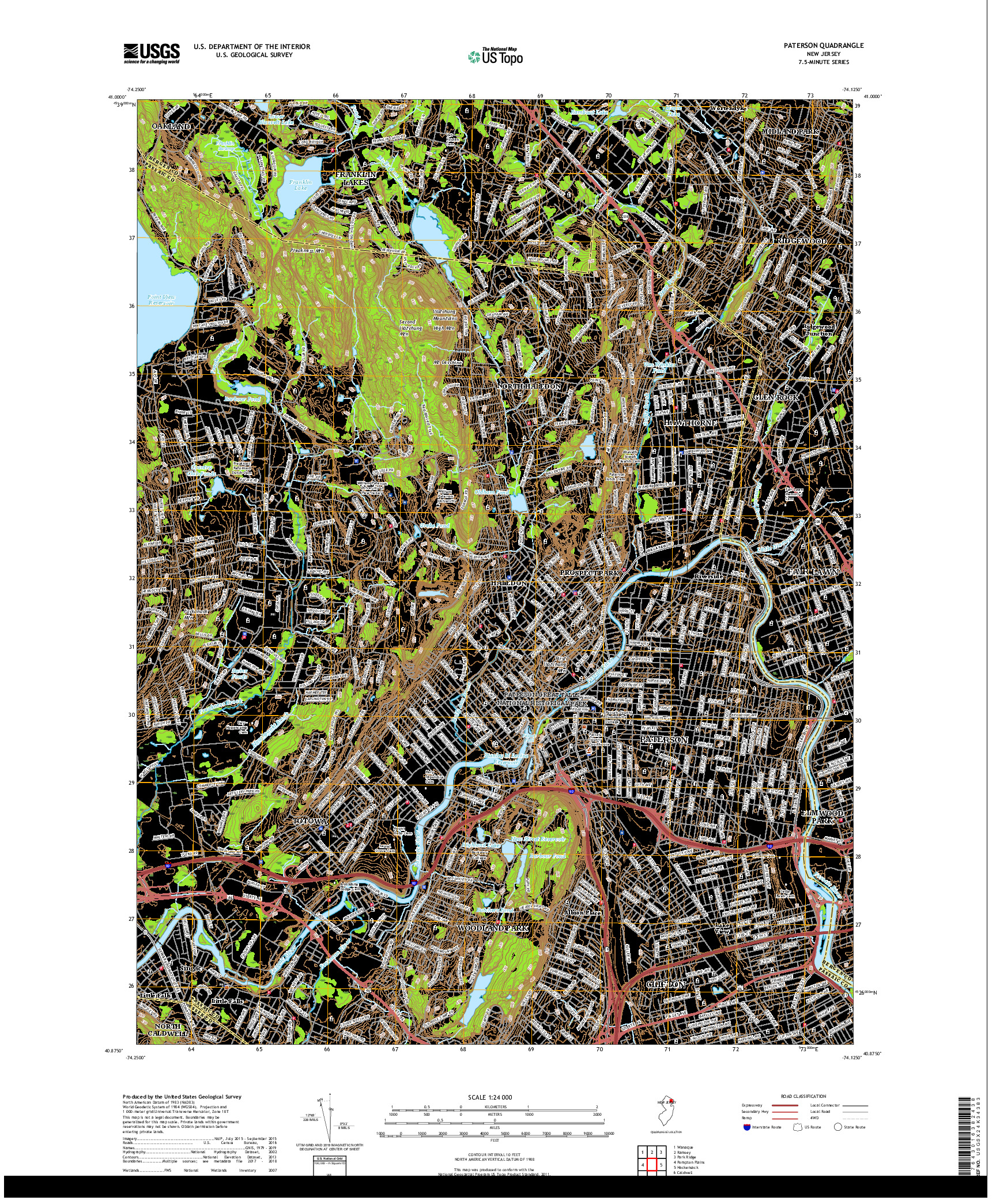 USGS US TOPO 7.5-MINUTE MAP FOR PATERSON, NJ 2019