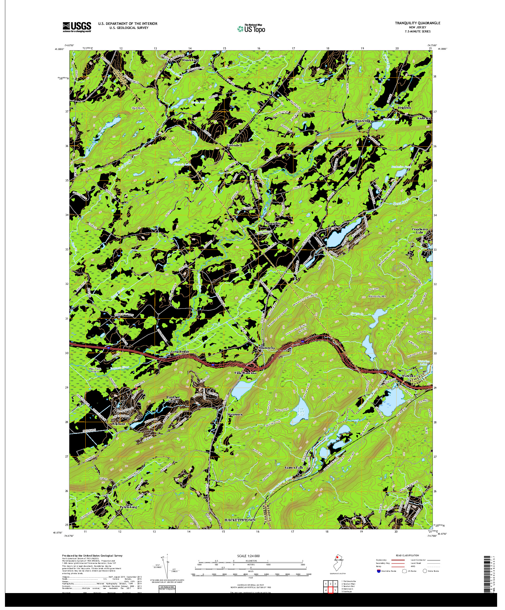 USGS US TOPO 7.5-MINUTE MAP FOR TRANQUILITY, NJ 2019