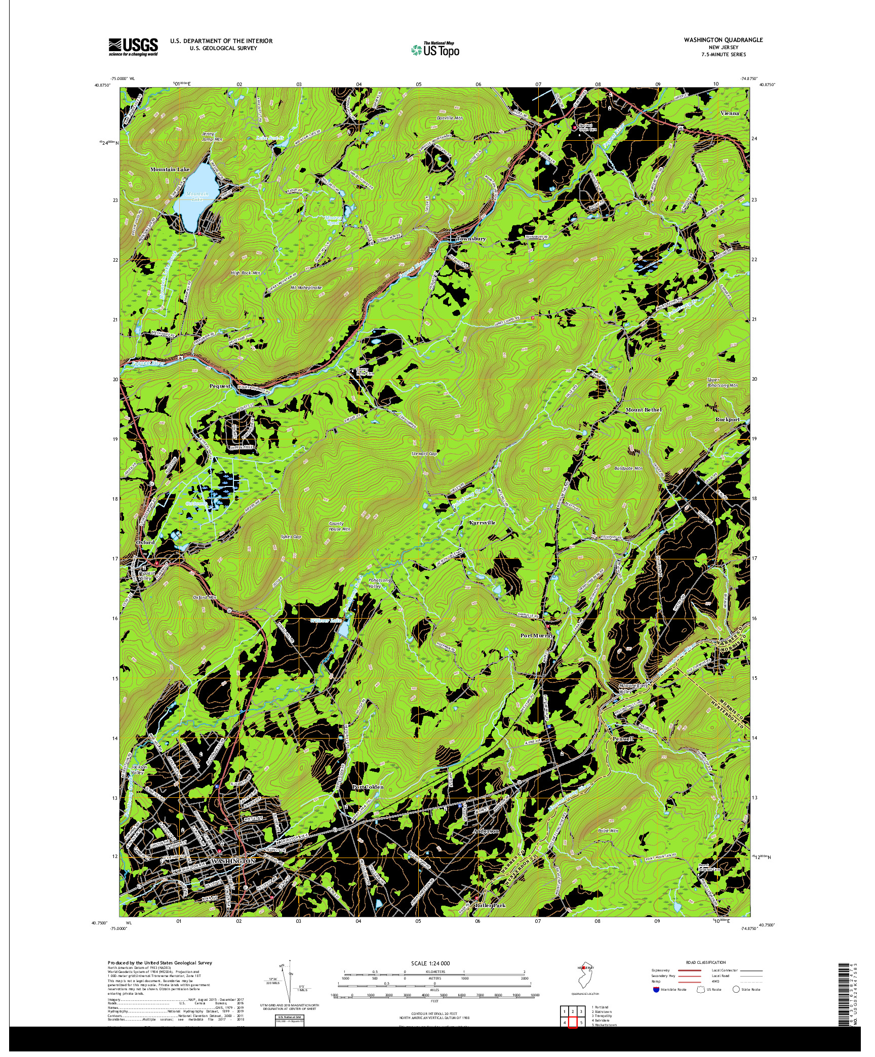 USGS US TOPO 7.5-MINUTE MAP FOR WASHINGTON, NJ 2019