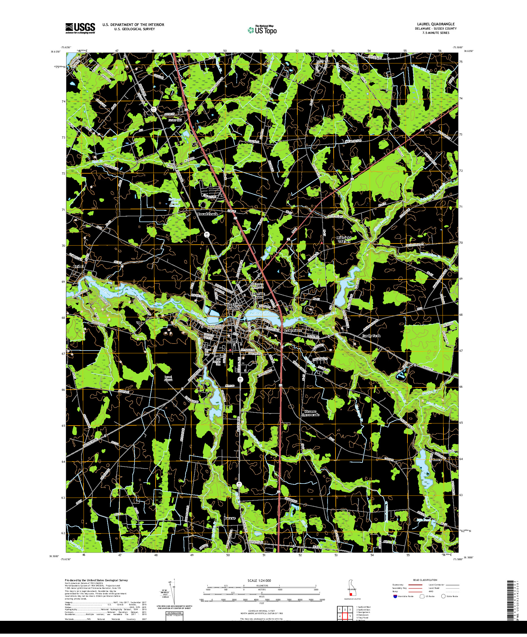 USGS US TOPO 7.5-MINUTE MAP FOR LAUREL, DE 2019