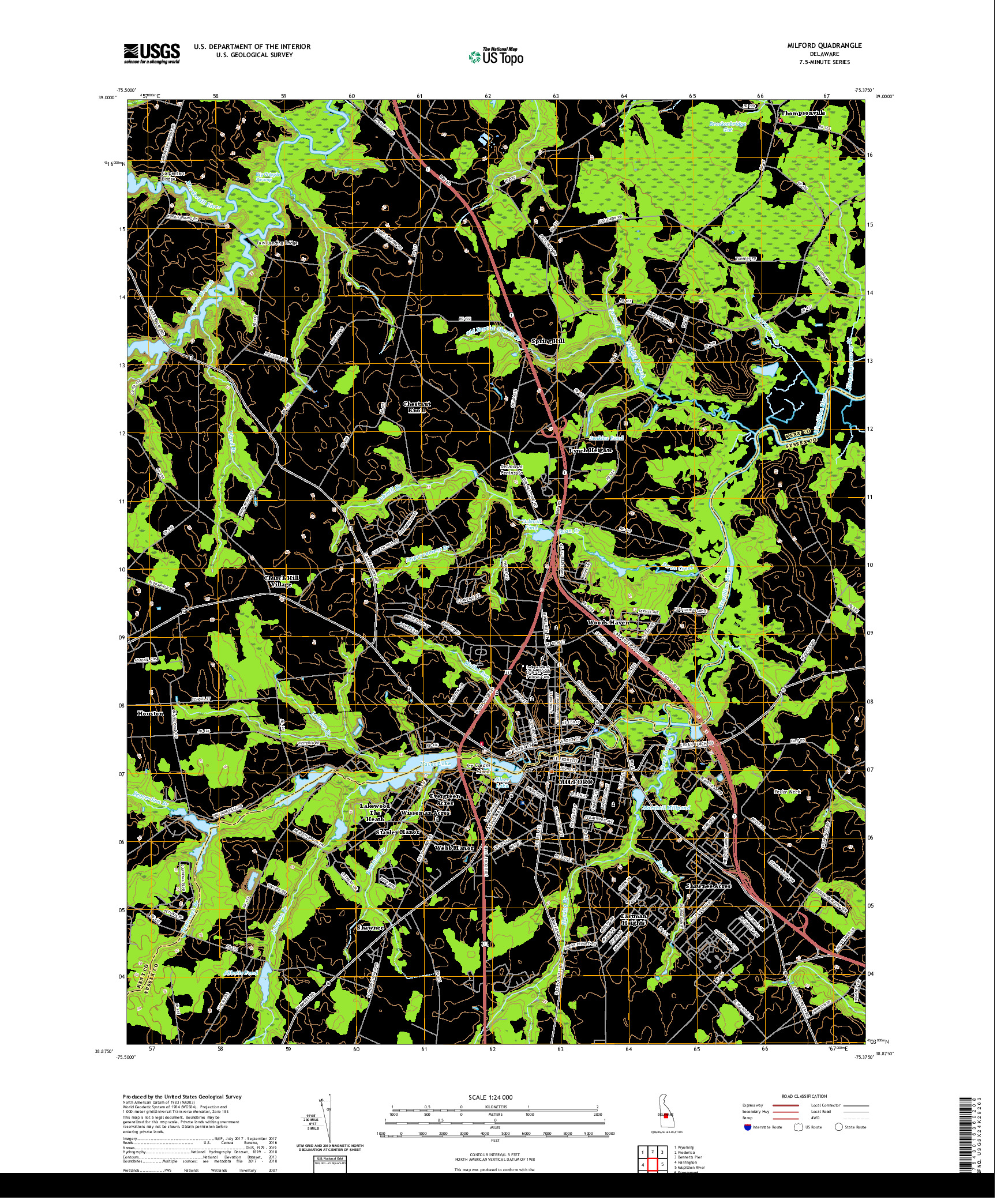 USGS US TOPO 7.5-MINUTE MAP FOR MILFORD, DE 2019