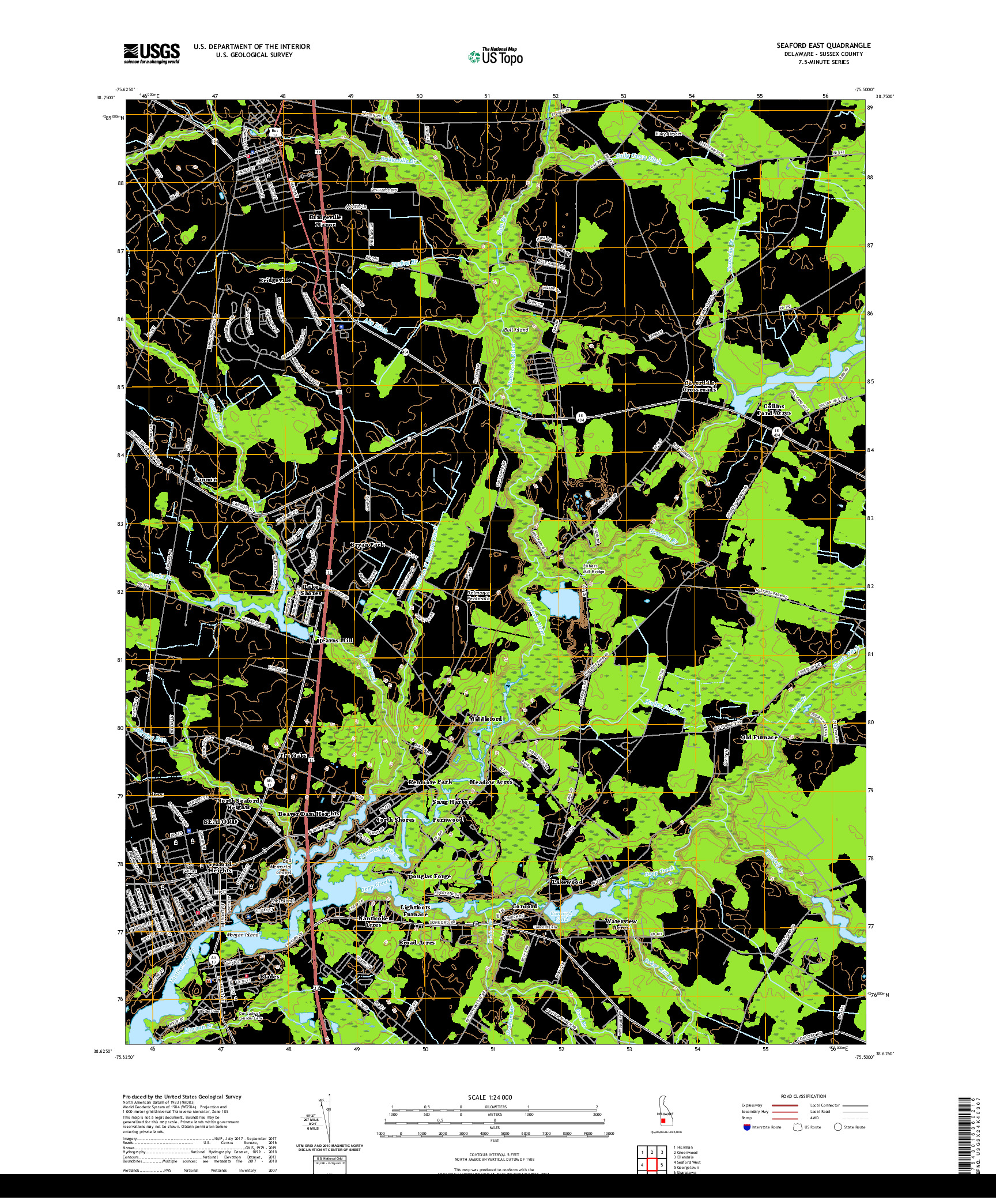 USGS US TOPO 7.5-MINUTE MAP FOR SEAFORD EAST, DE 2019