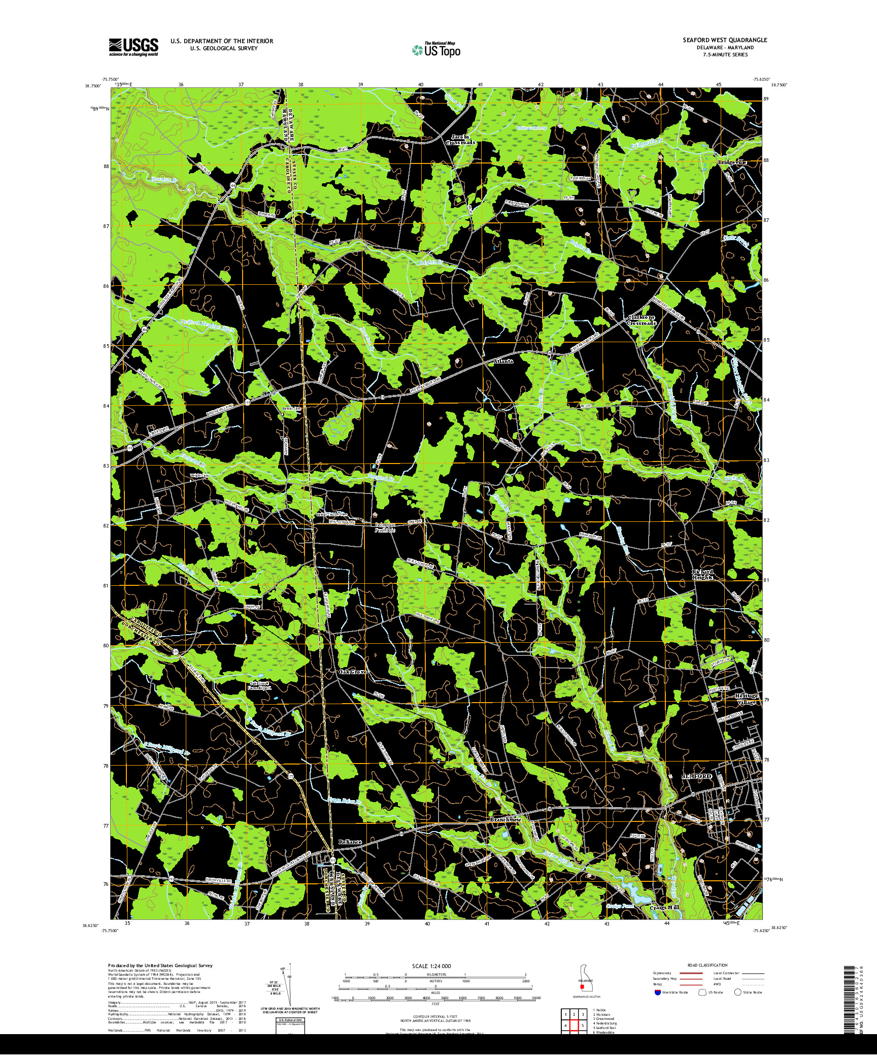 USGS US TOPO 7.5-MINUTE MAP FOR SEAFORD WEST, DE,MD 2019