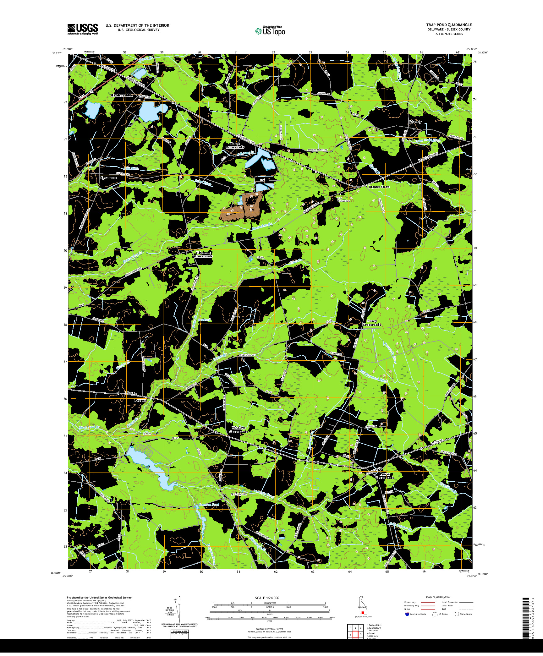 USGS US TOPO 7.5-MINUTE MAP FOR TRAP POND, DE 2019