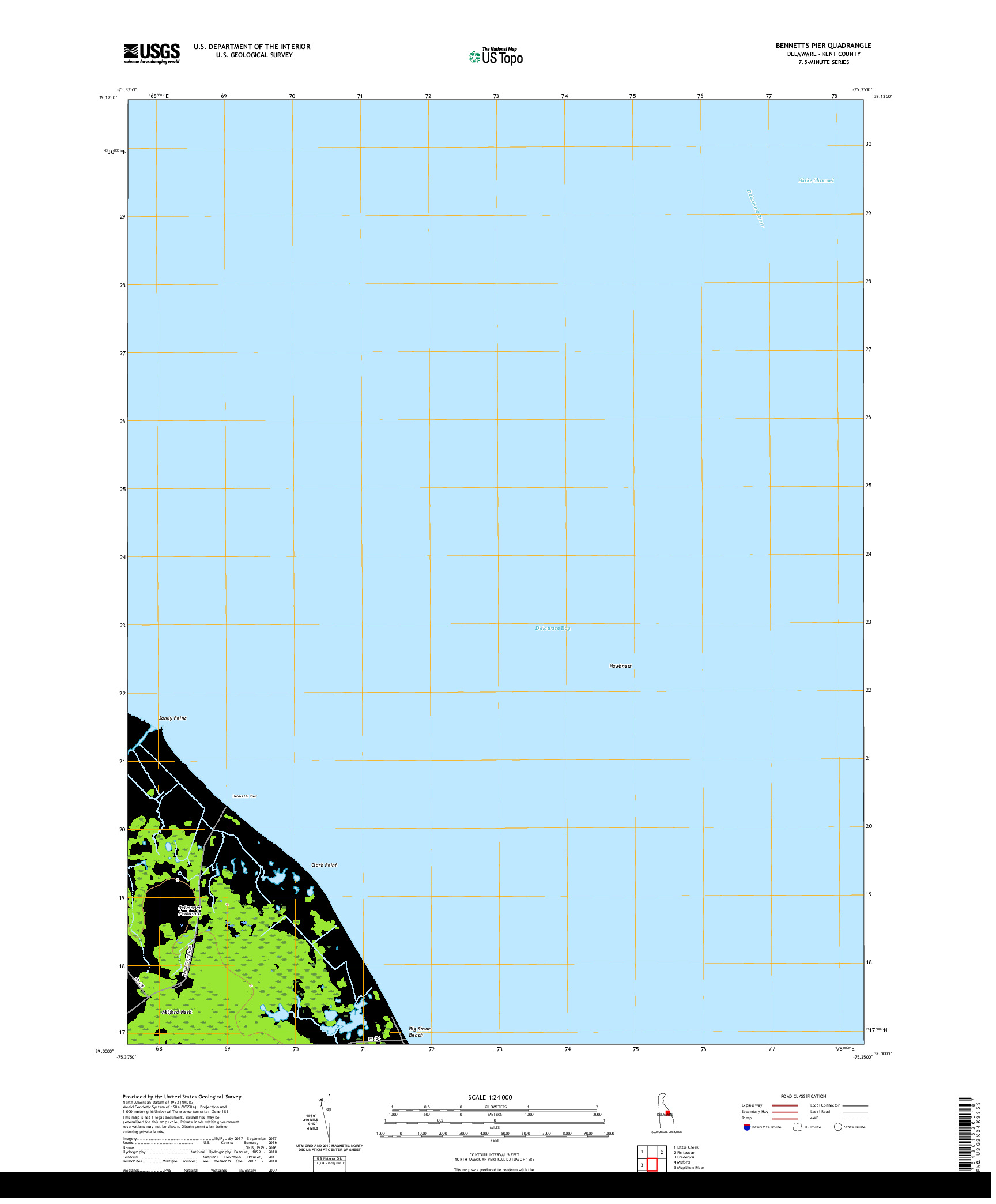 USGS US TOPO 7.5-MINUTE MAP FOR BENNETTS PIER, DE 2019