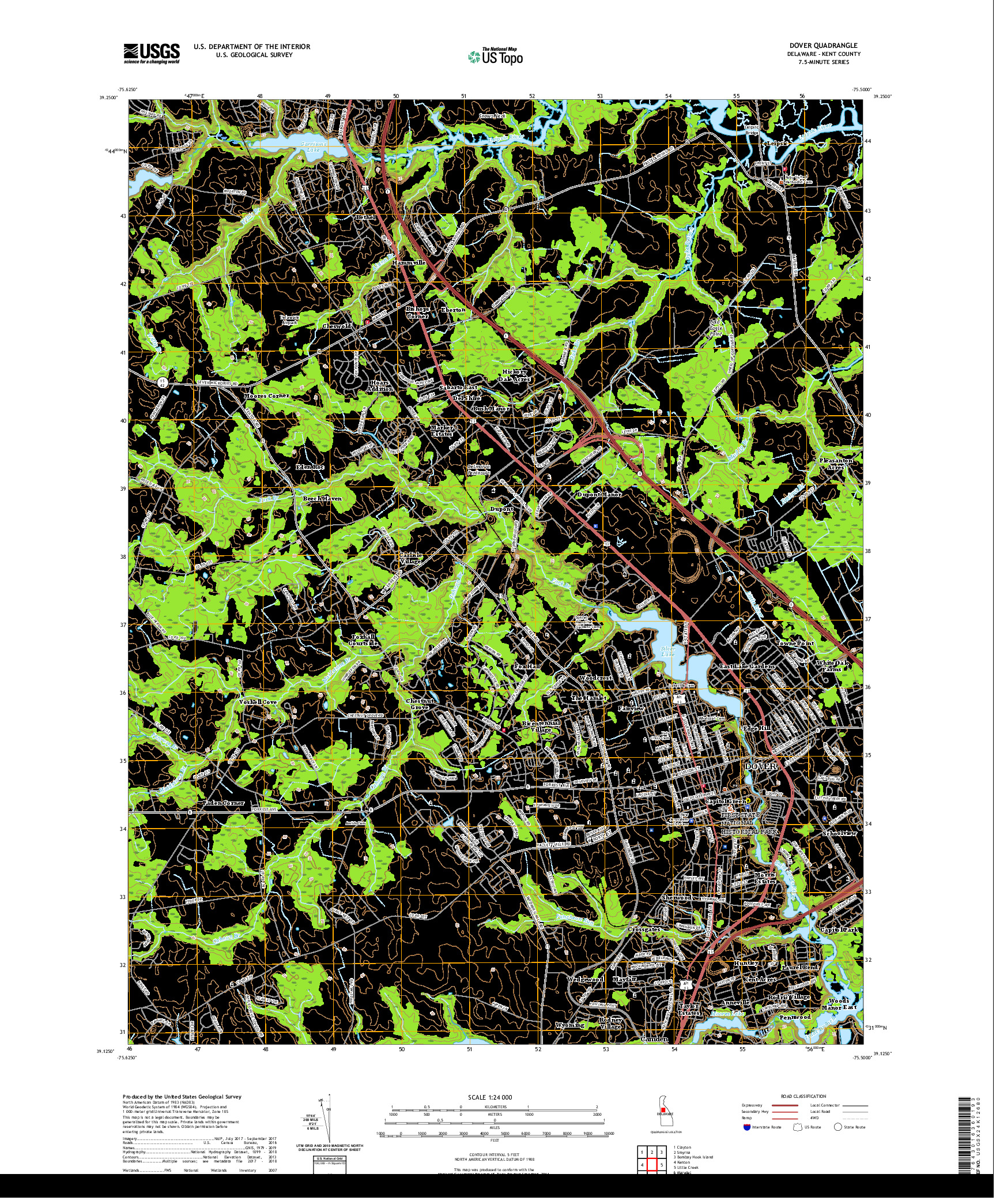 USGS US TOPO 7.5-MINUTE MAP FOR DOVER, DE 2019