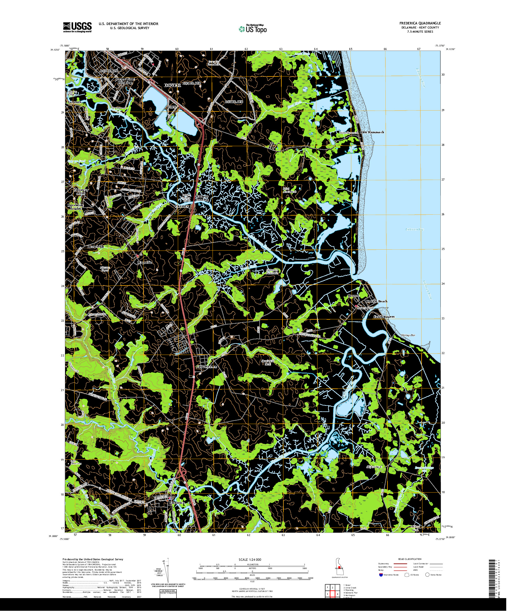 USGS US TOPO 7.5-MINUTE MAP FOR FREDERICA, DE 2019