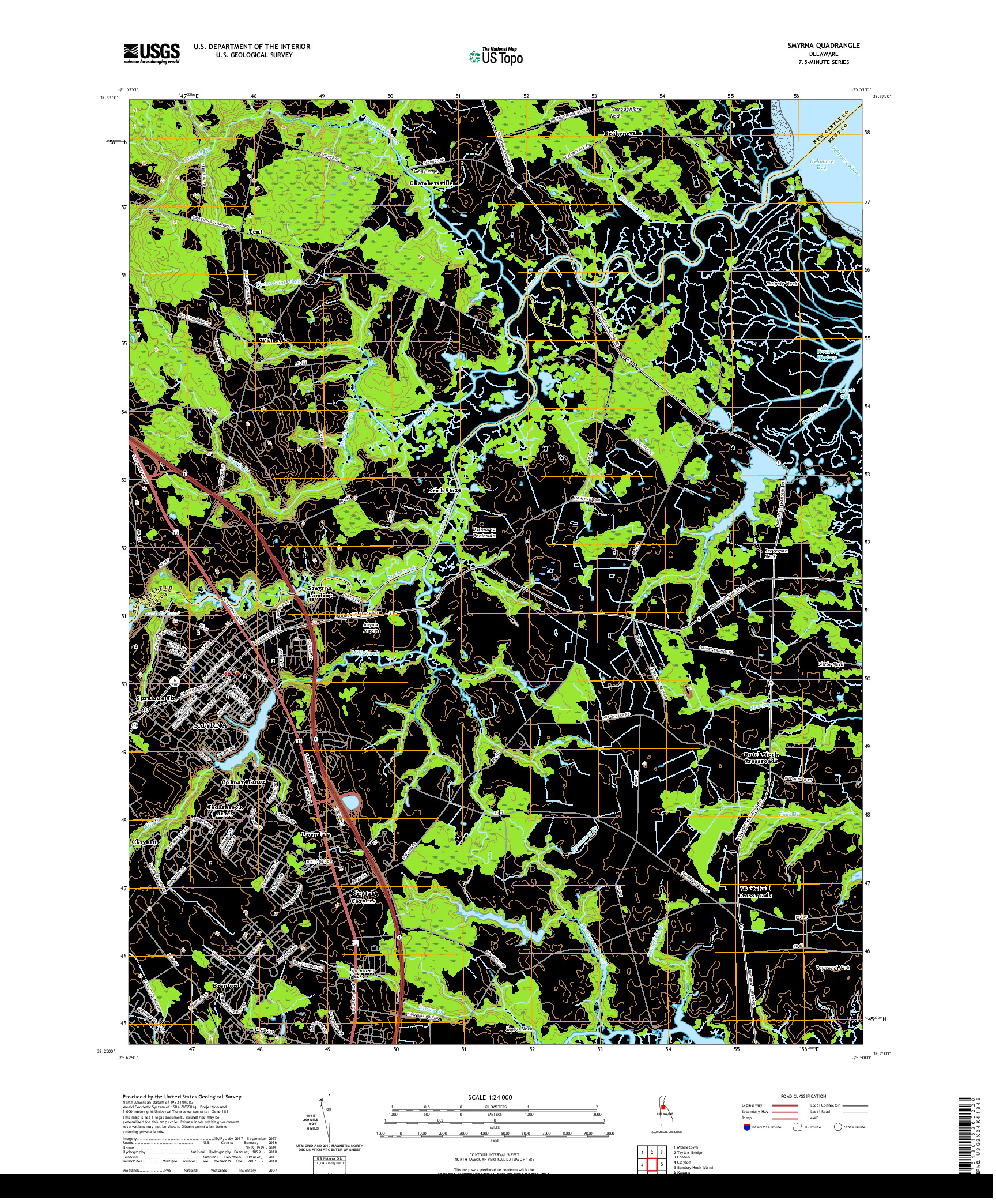 USGS US TOPO 7.5-MINUTE MAP FOR SMYRNA, DE 2019