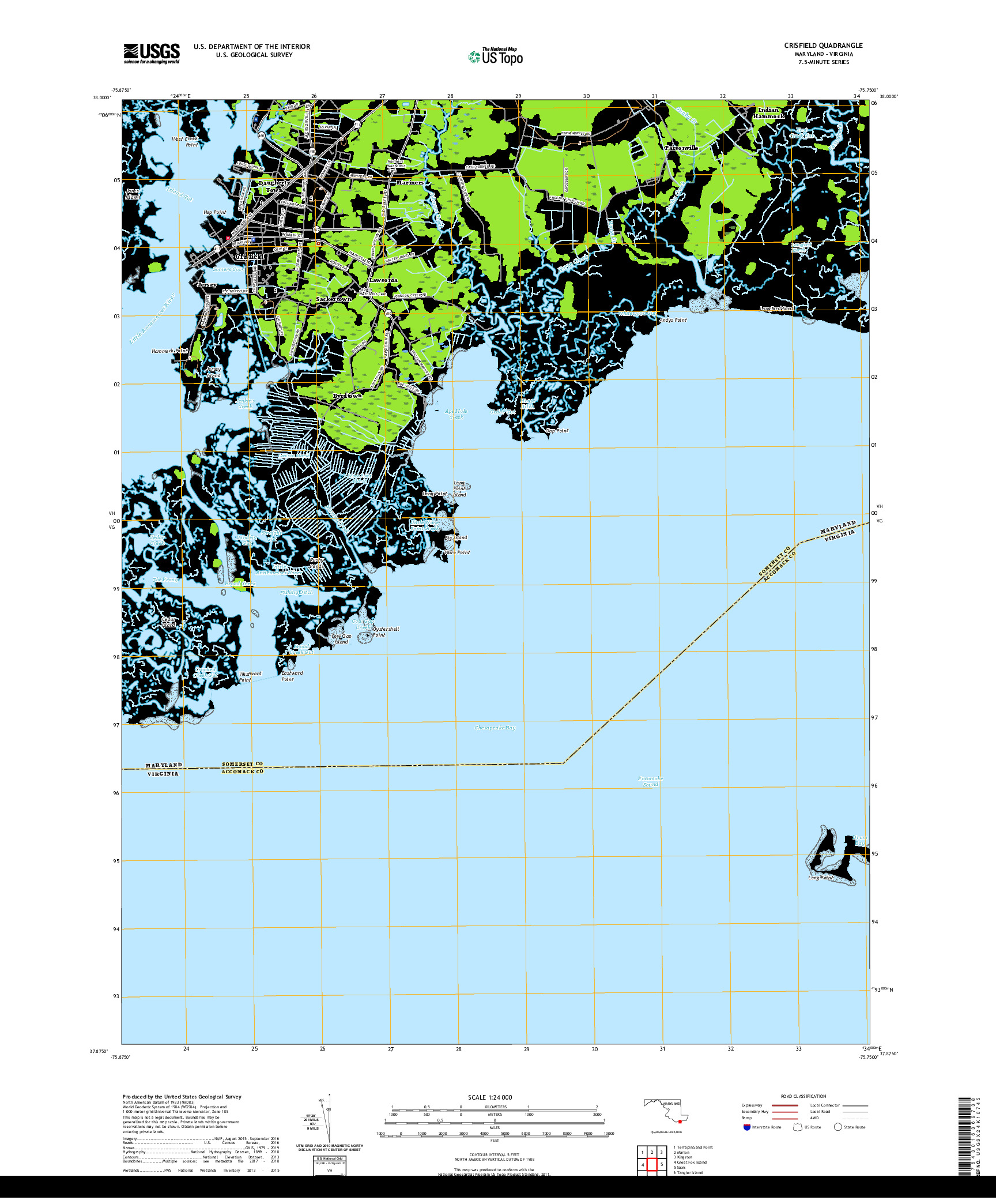 USGS US TOPO 7.5-MINUTE MAP FOR CRISFIELD, MD,VA 2019