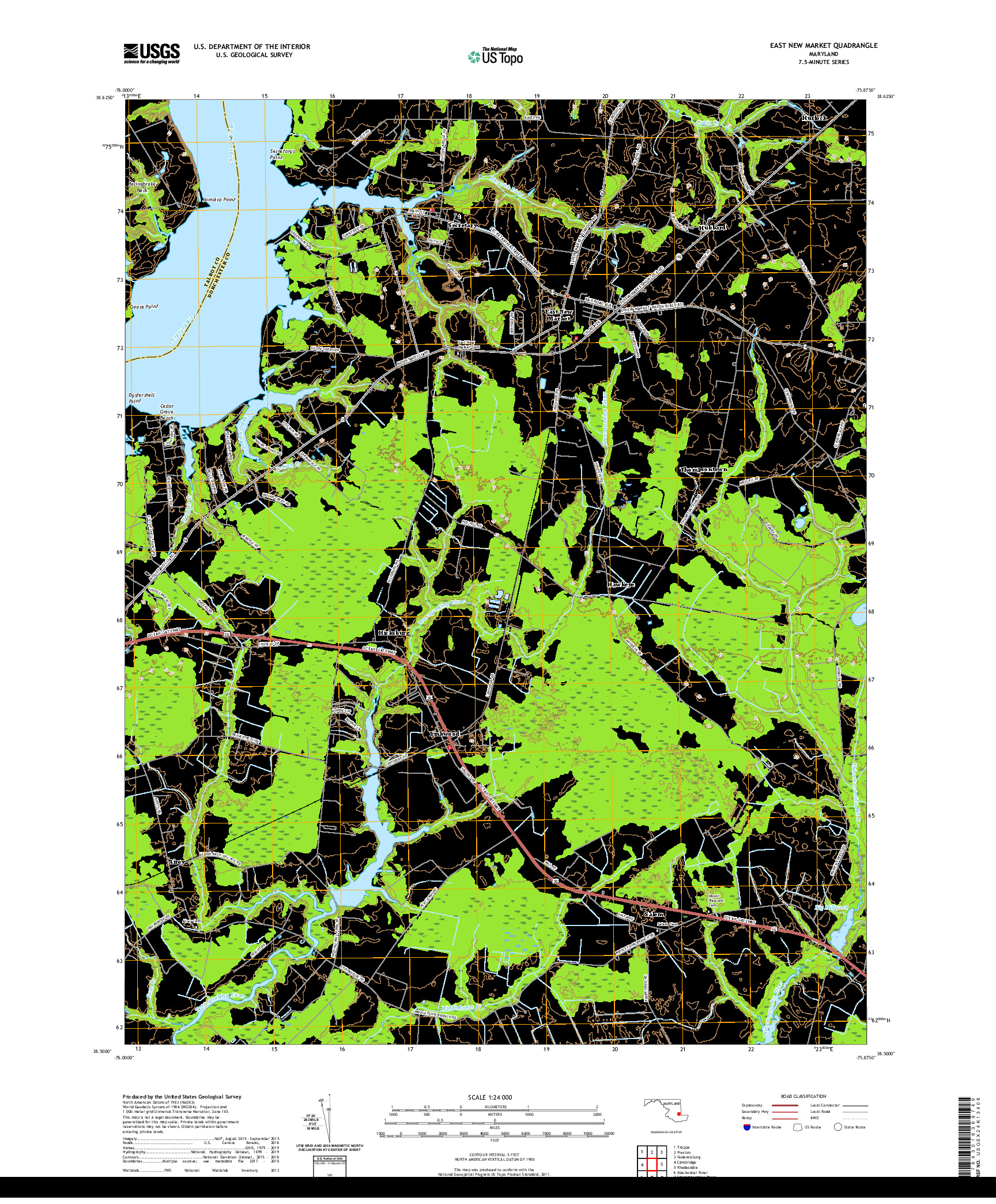 USGS US TOPO 7.5-MINUTE MAP FOR EAST NEW MARKET, MD 2019