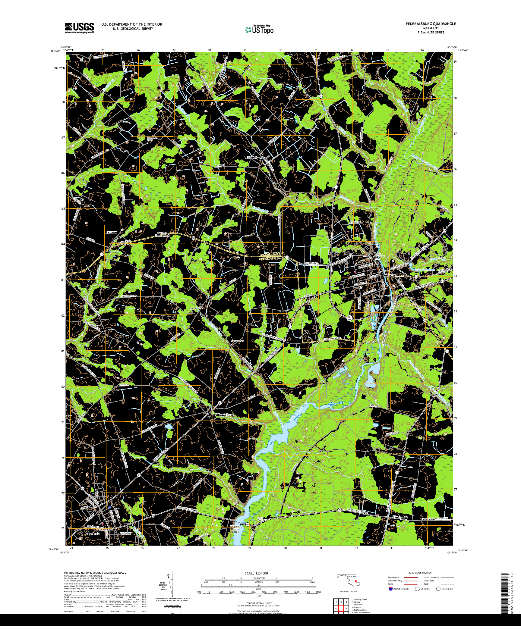 USGS US TOPO 7.5-MINUTE MAP FOR FEDERALSBURG, MD 2019