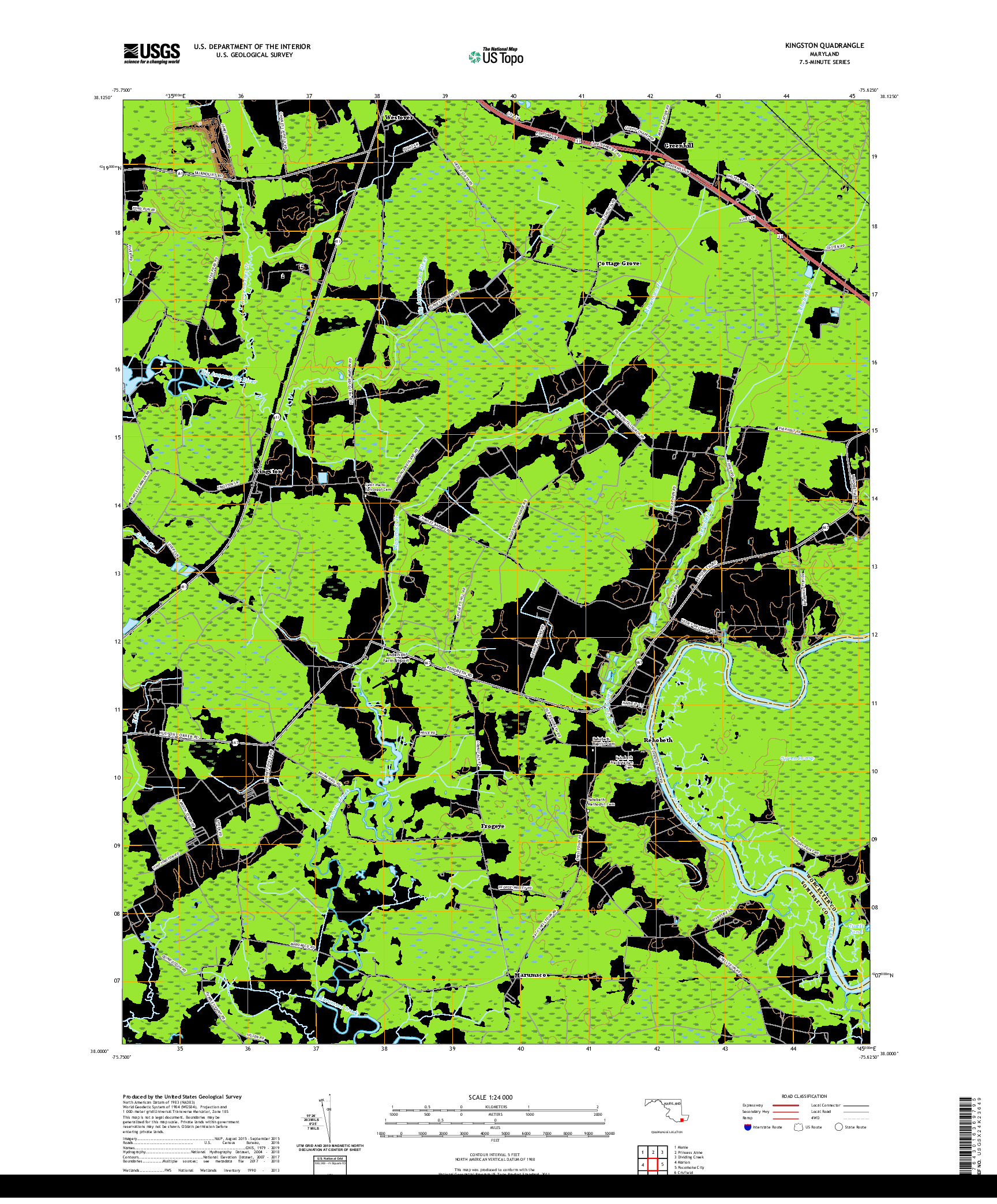 USGS US TOPO 7.5-MINUTE MAP FOR KINGSTON, MD 2019
